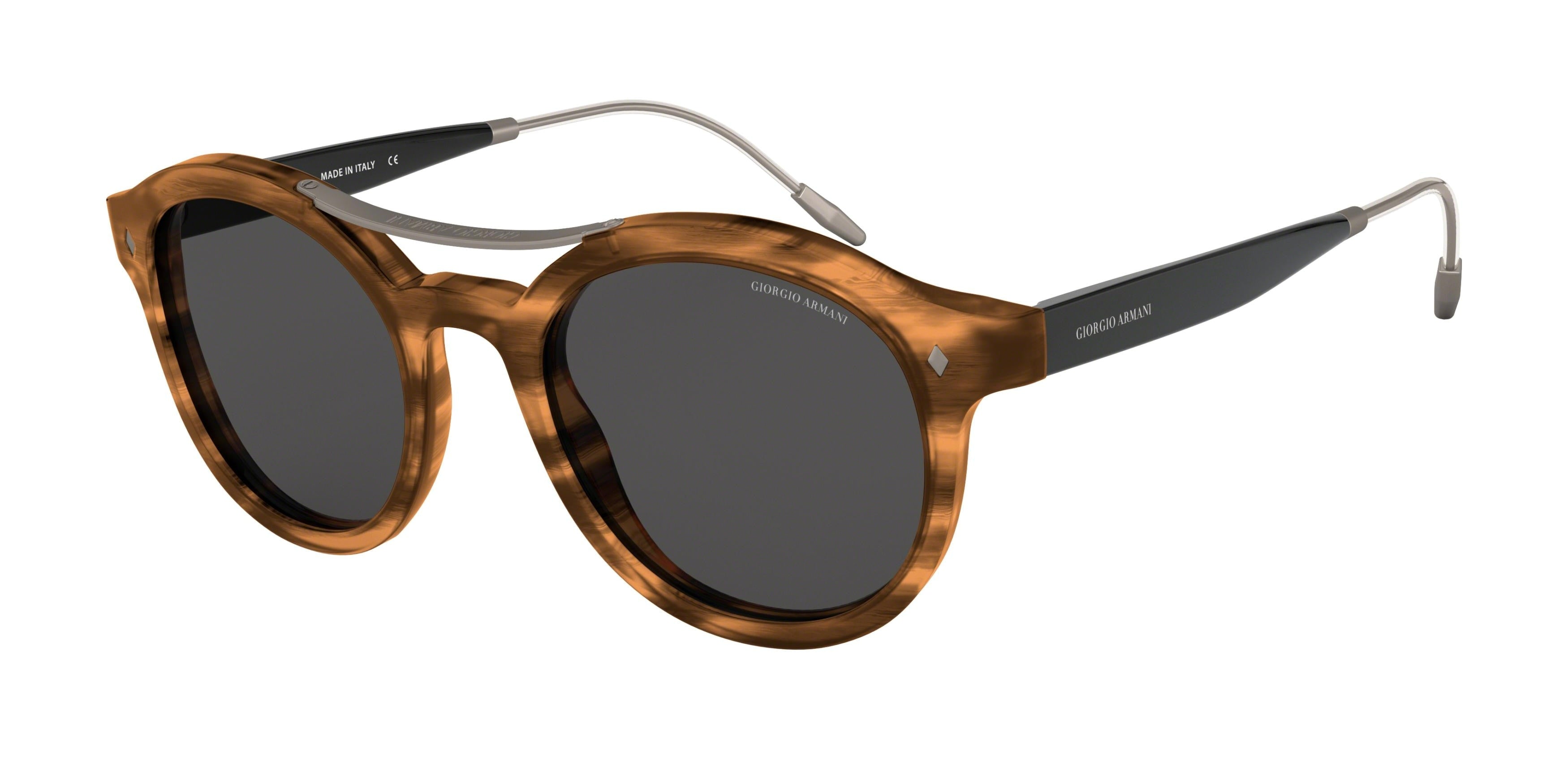 Giorgio Armani AR8119 Round Sunglasses  573787-Striped Brown 50-145-21 - Color Map Tortoise