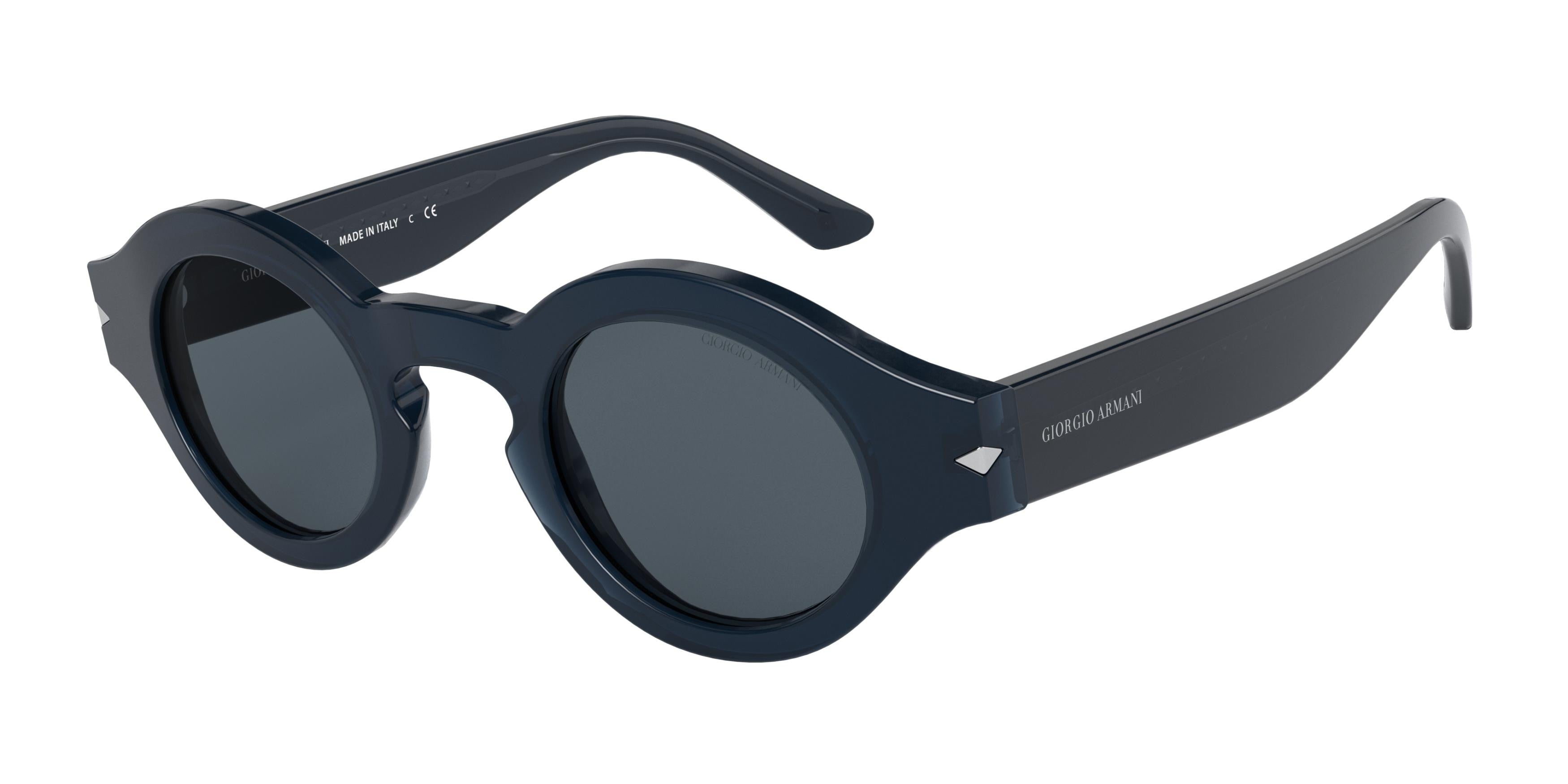 Giorgio Armani AR8126 Round Sunglasses  535887-Transparent Blue 43-145-26 - Color Map Blue