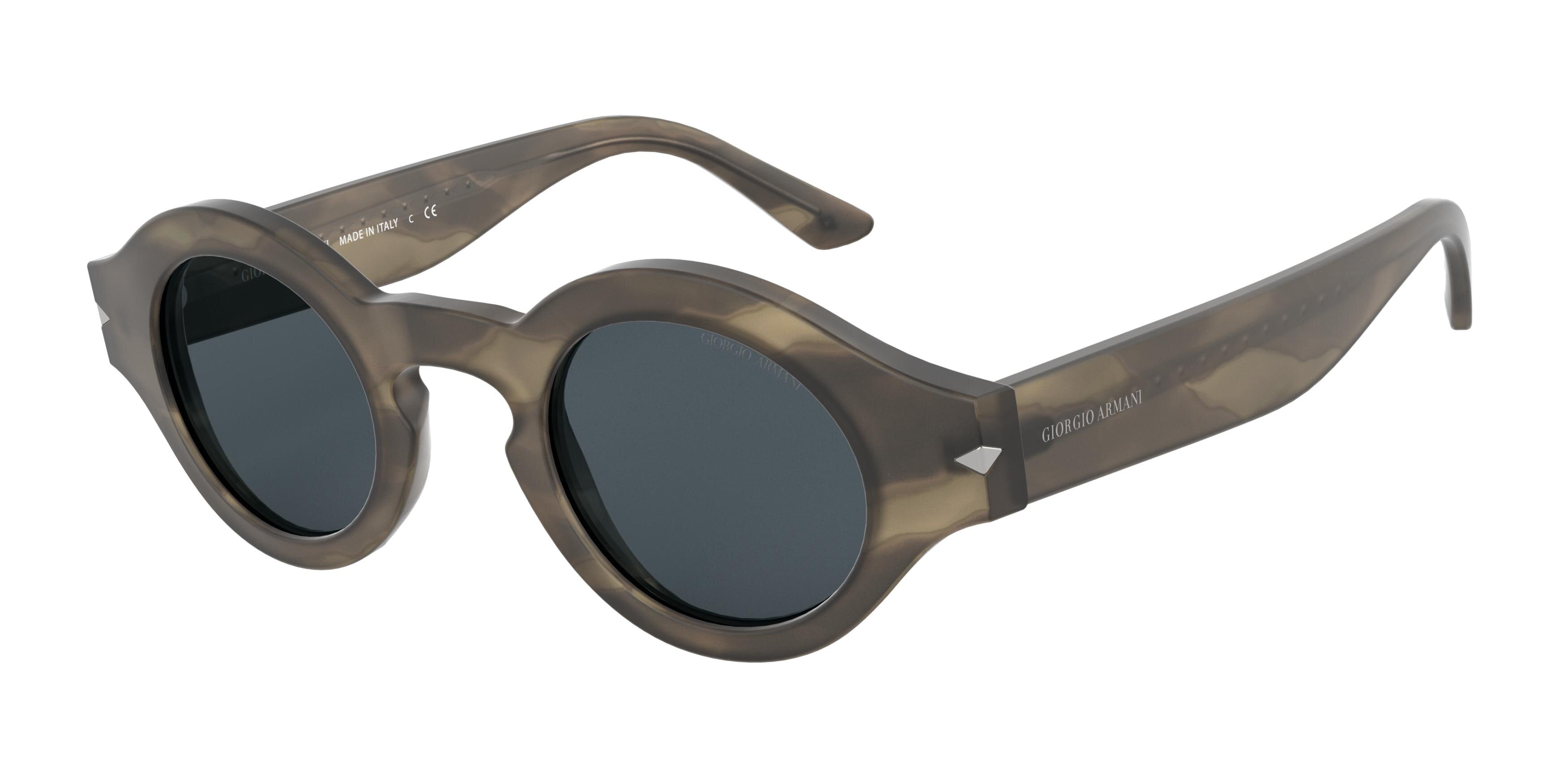 Giorgio Armani AR8126 Round Sunglasses  577287-Matte Striped Brown 43-145-26 - Color Map Brown