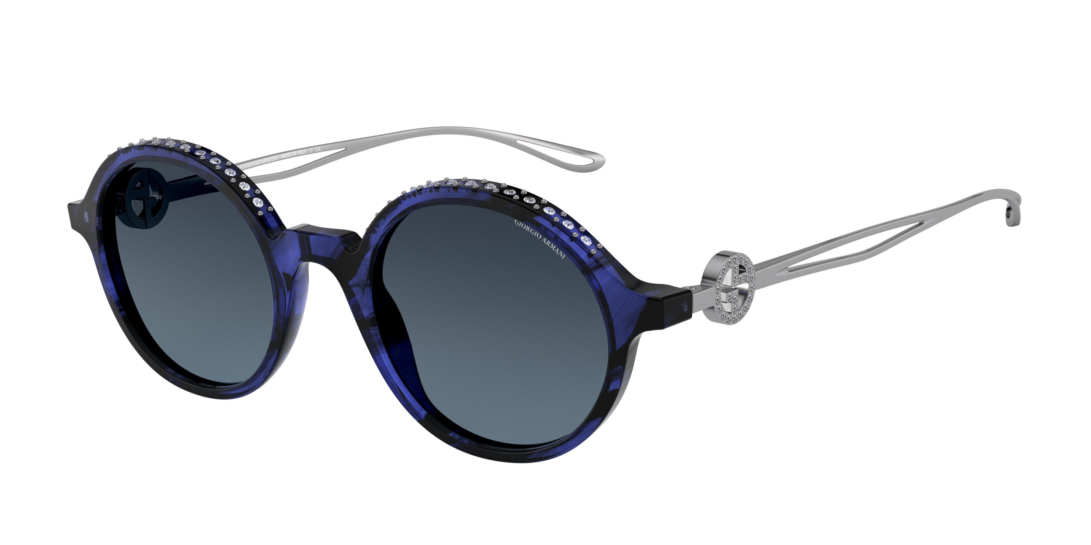 Giorgio Armani AR8127B Oval Sunglasses  58038F-Striped Blue 47-140-21 - Color Map Blue