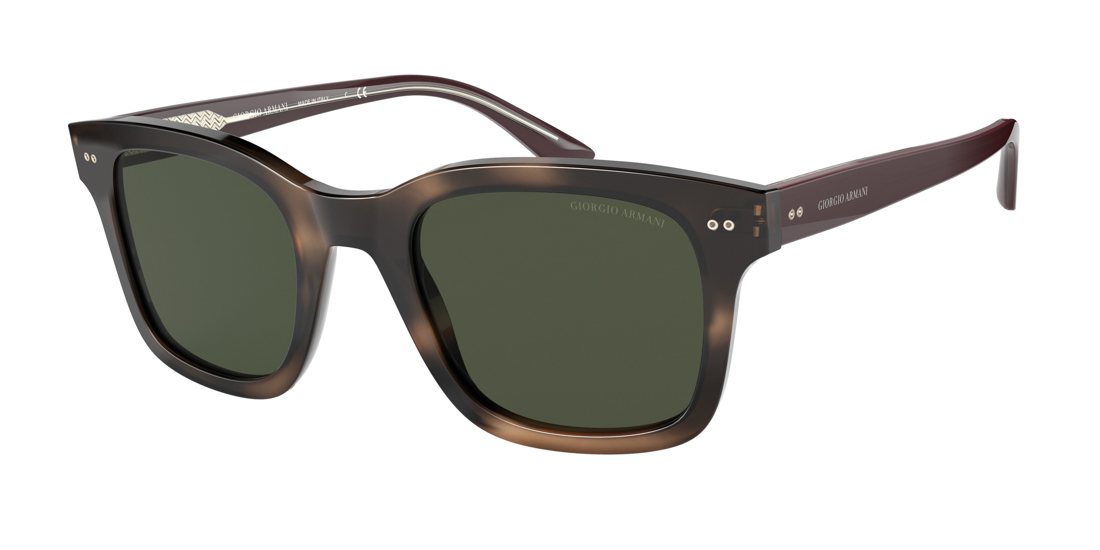 Giorgio Armani AR8138 Rectangle Sunglasses  573431-Striped Dark Brown 51-145-23 - Color Map Brown