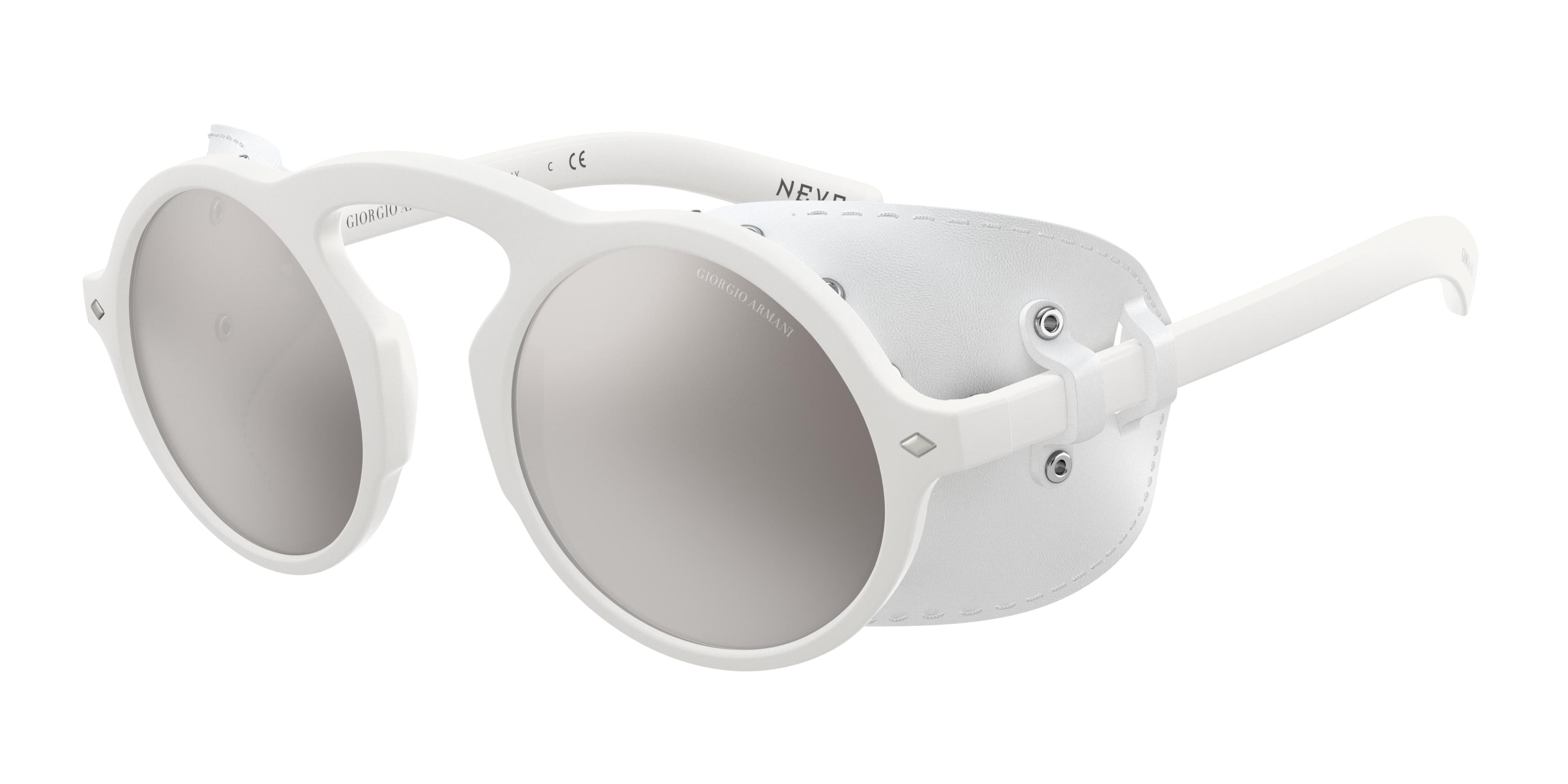 Giorgio Armani AR8143Q Round Sunglasses  53446G-White 49-145-22 - Color Map White