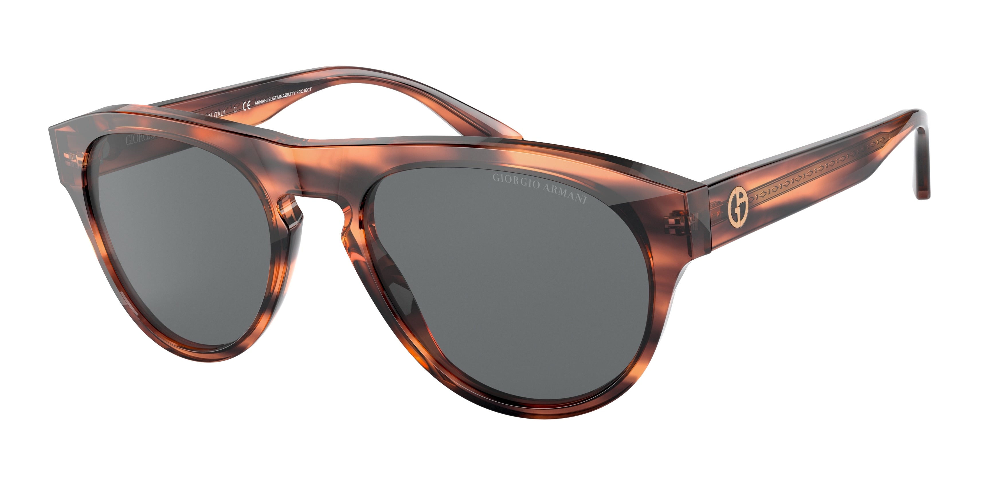 Giorgio Armani AR8145 Pilot Sunglasses  5876B1-Striped Brown 55-145-20 - Color Map Tortoise