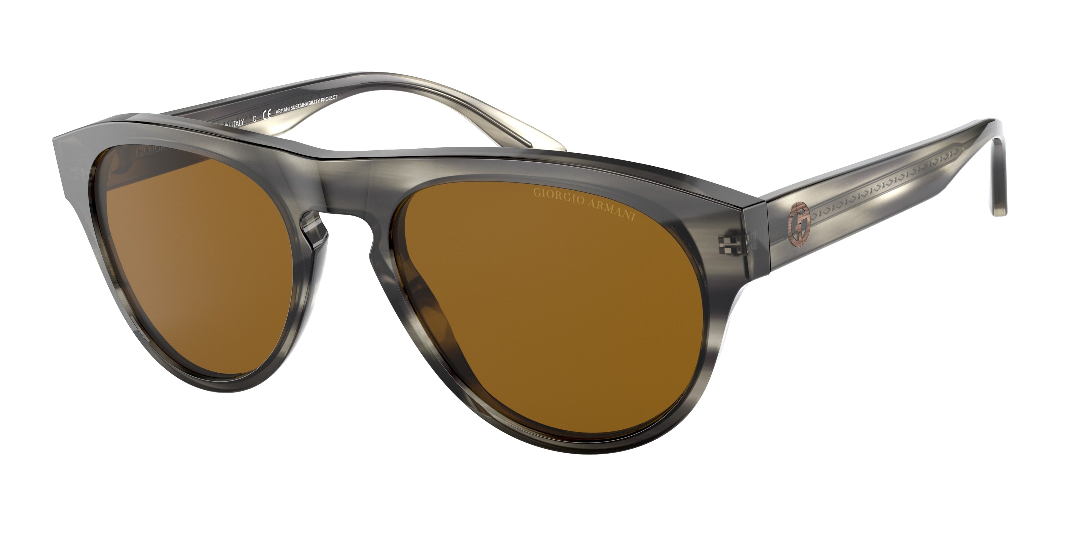 Giorgio Armani AR8145 Pilot Sunglasses  587733-Striped Grey 55-145-20 - Color Map Grey