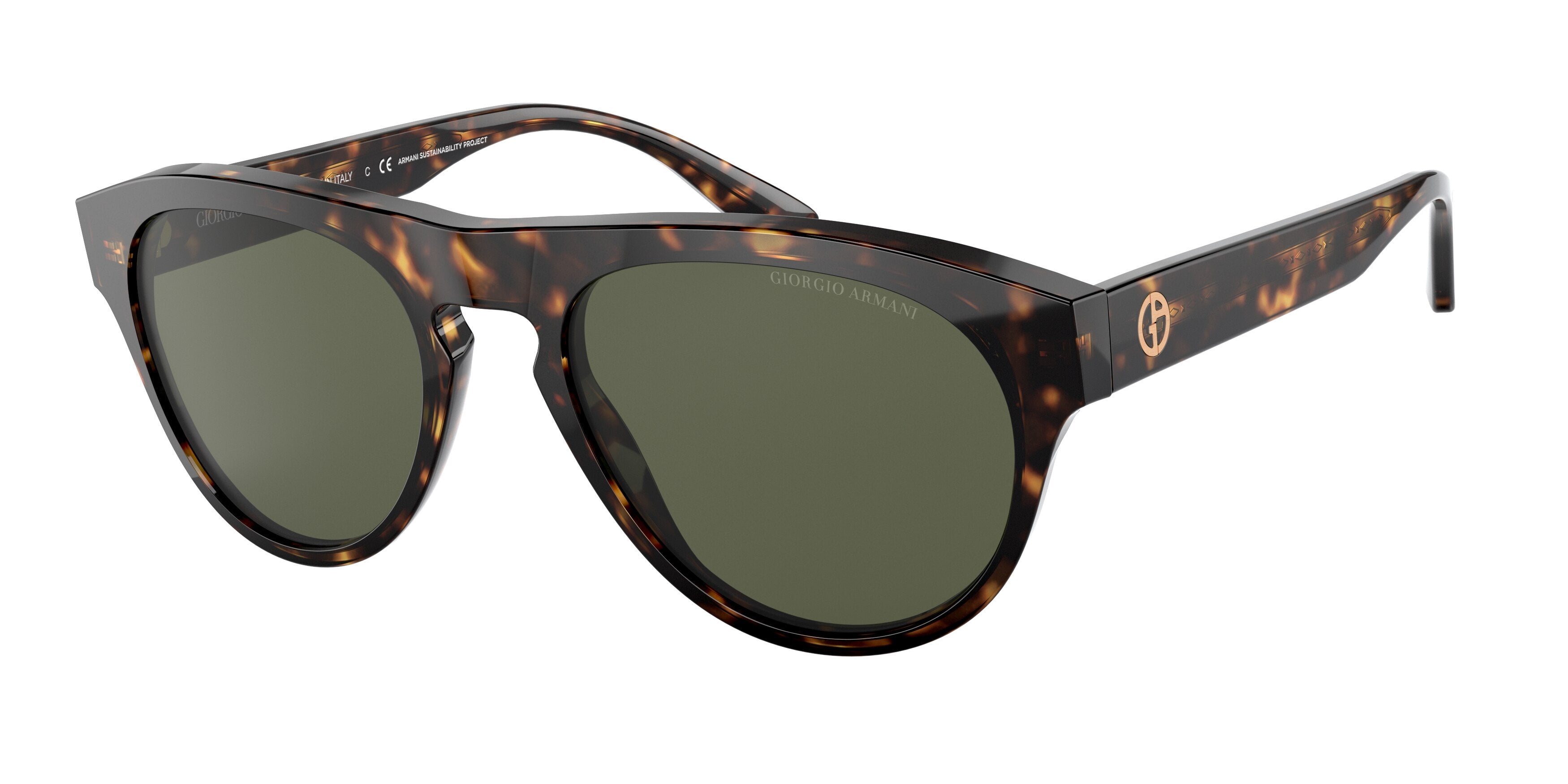 Giorgio Armani AR8145 Pilot Sunglasses  587931-Havana 55-145-20 - Color Map Tortoise