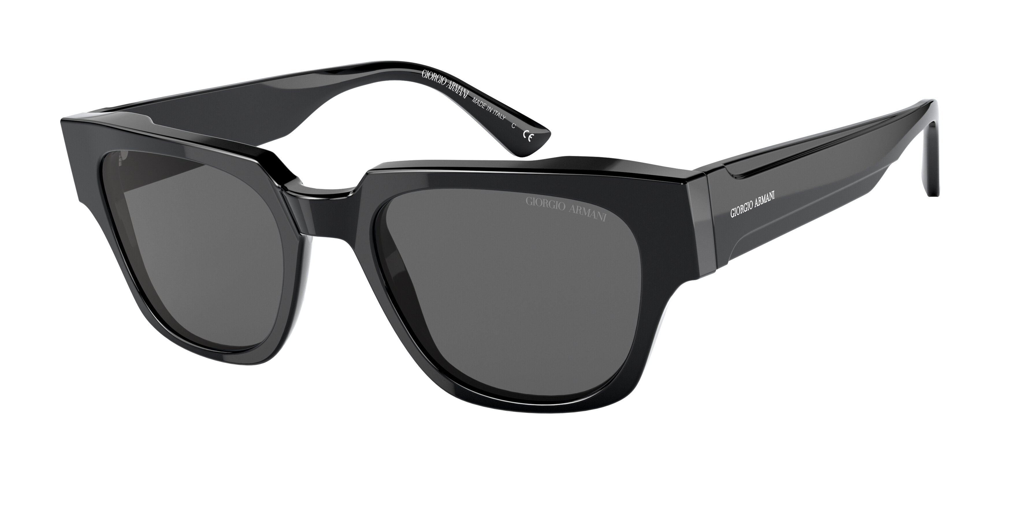 Giorgio Armani AR8147 Rectangle Sunglasses  500187-Black 52-145-20 - Color Map Black