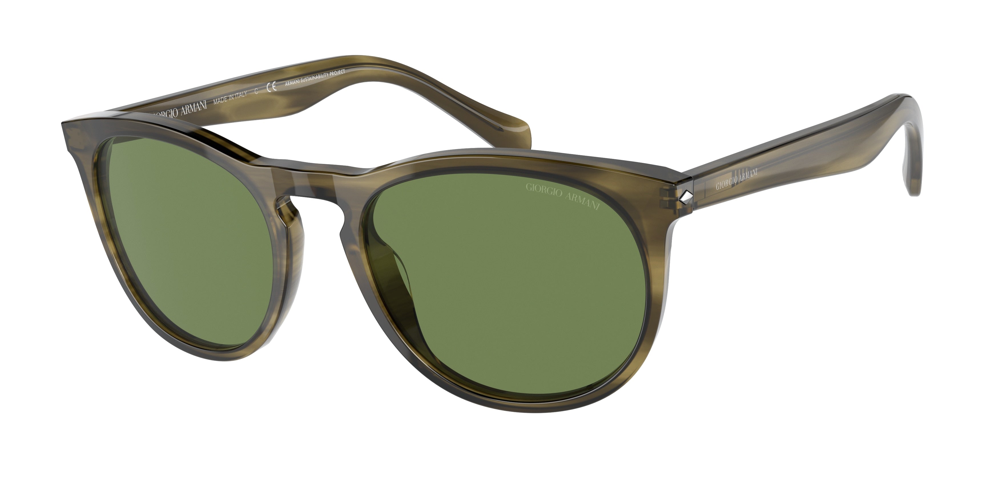 Giorgio Armani AR8149 Pillow Sunglasses  59024E-Striped Green 54-145-20 - Color Map Green