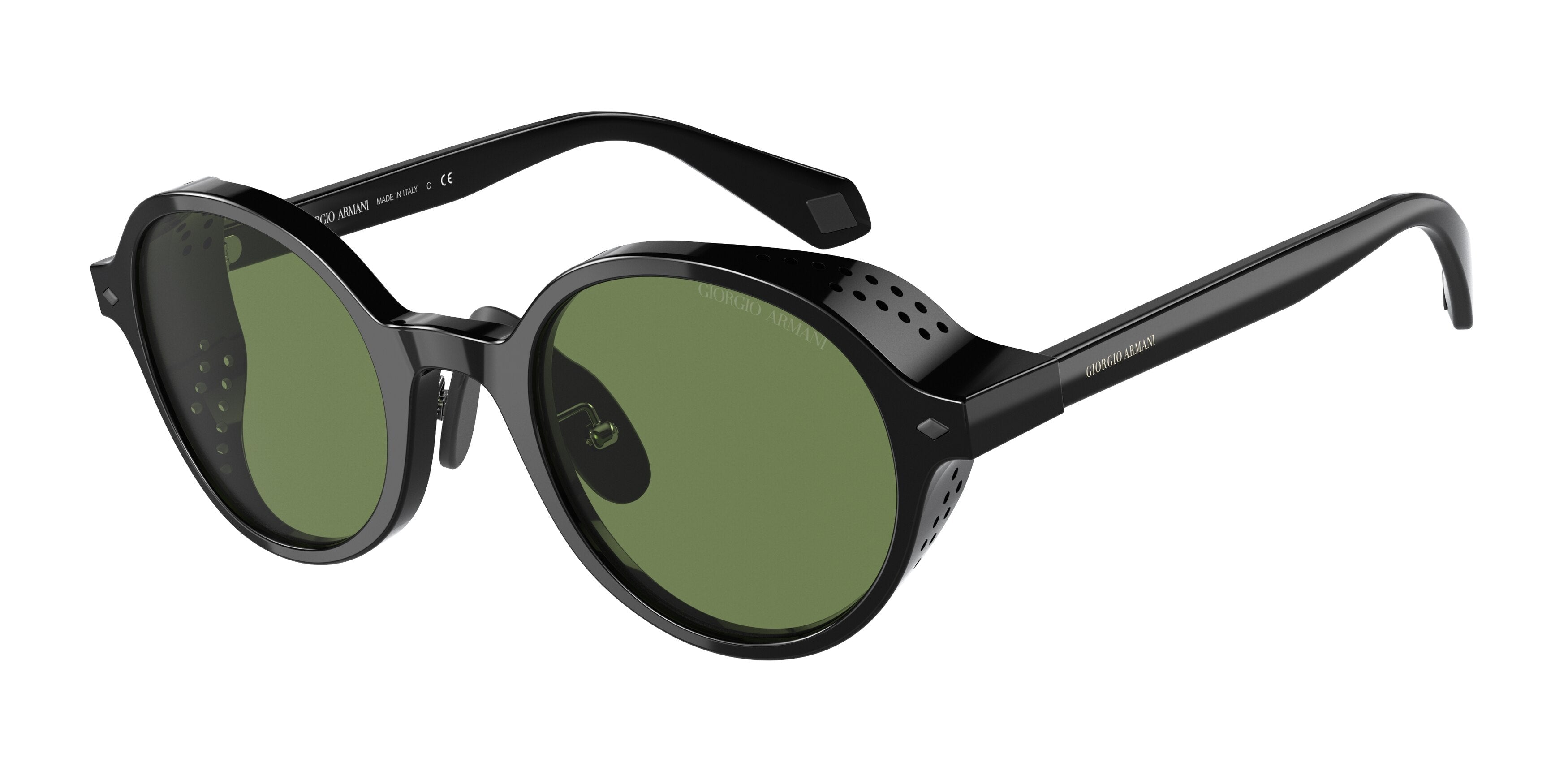 Giorgio Armani AR8154 Round Sunglasses  58754E-Shiny Black 49-135-23 - Color Map Black