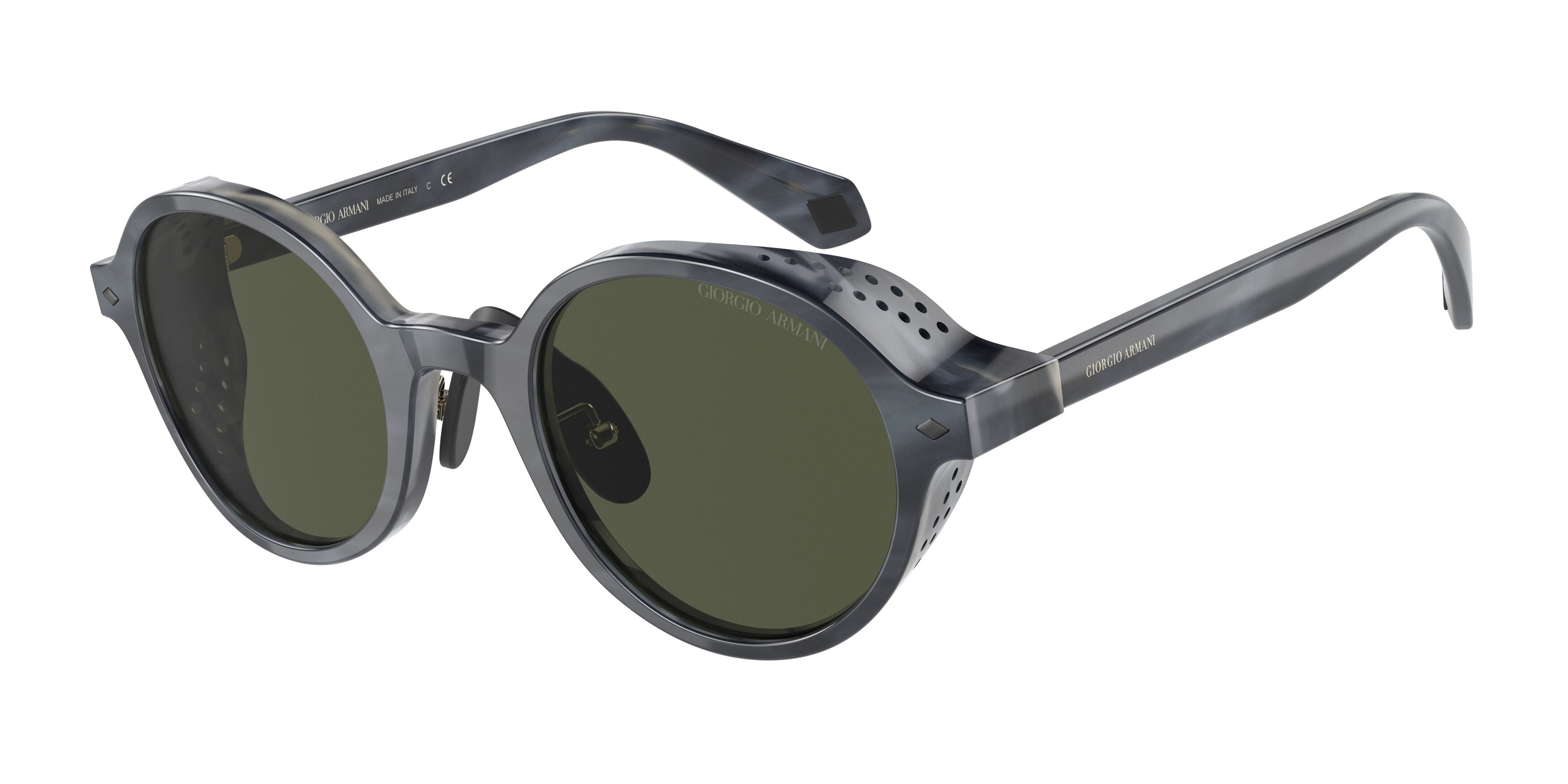 Giorgio Armani AR8154 Round Sunglasses  594331-Opal Striped Grey 49-135-23 - Color Map Grey