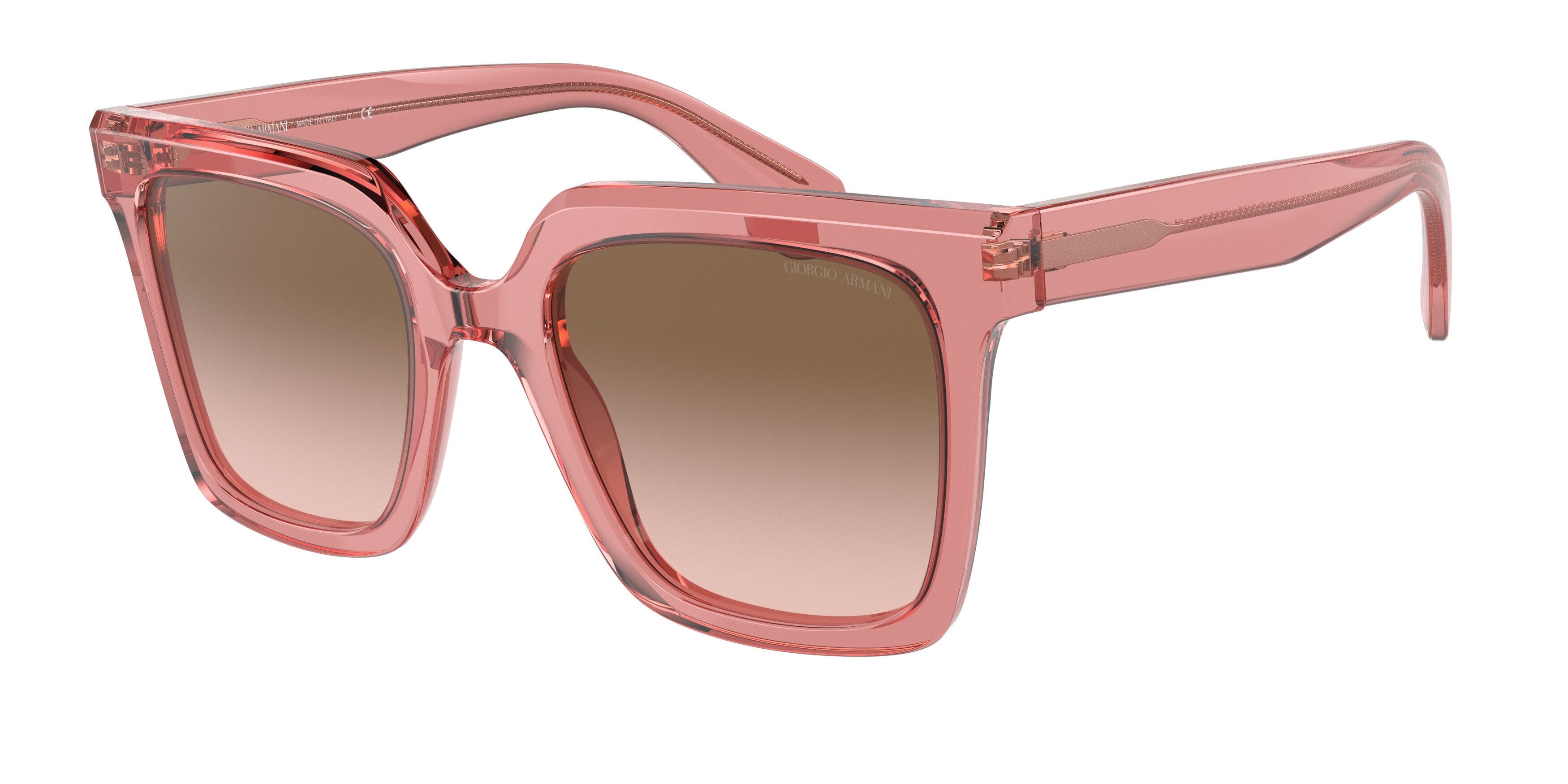 Giorgio Armani AR8156 Square Sunglasses  593351-Transparent Pink 52-140-21 - Color Map Pink