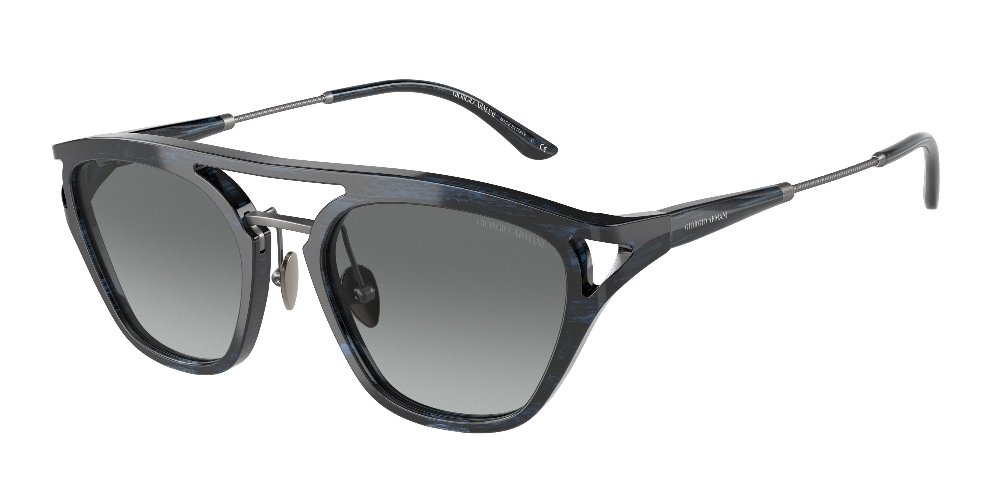 Giorgio Armani AR8158 Pillow Sunglasses  592311-Striped Blue 51-140-19 - Color Map Blue