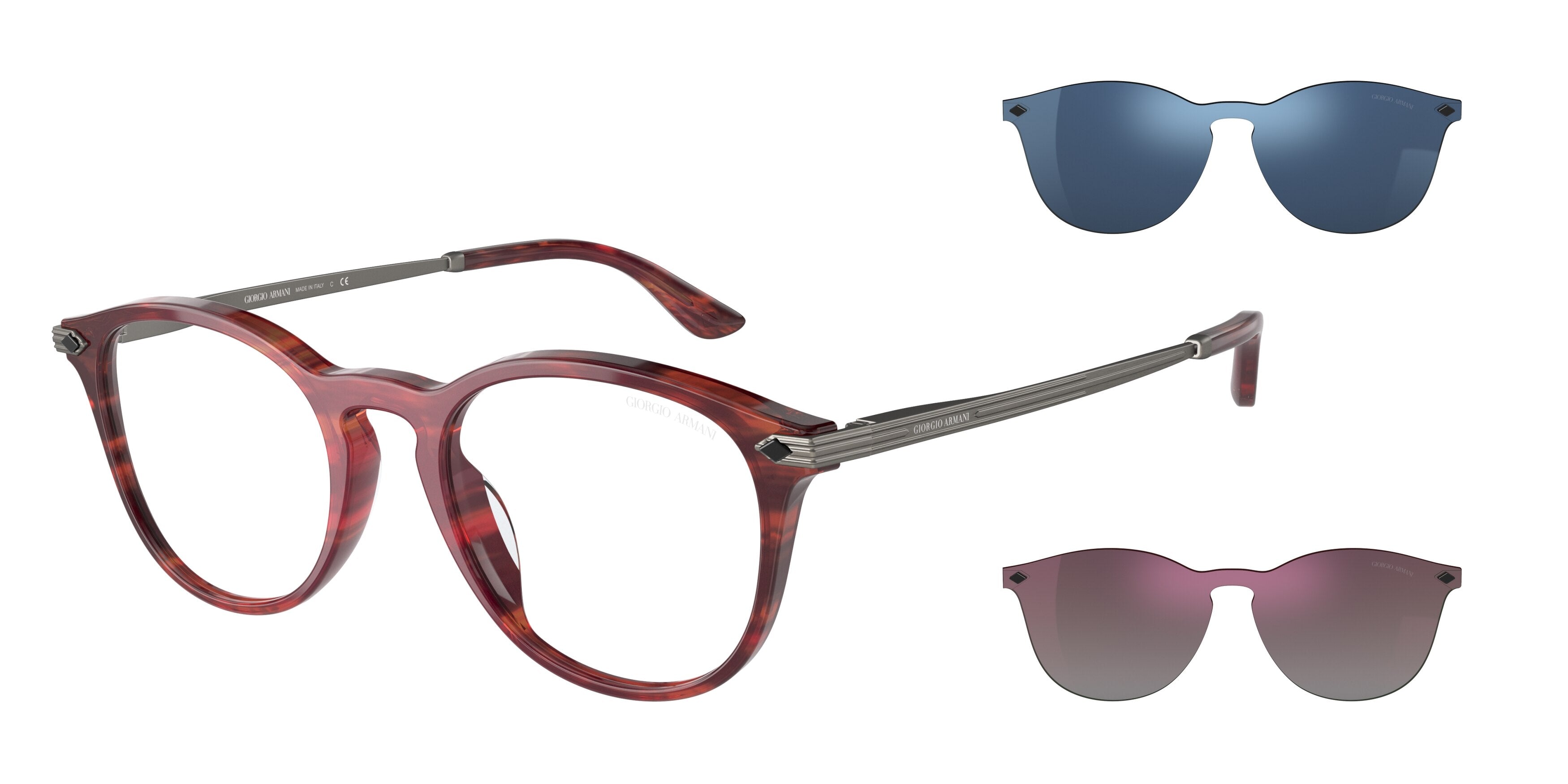 Giorgio Armani AR8159U Phantos Sunglasses  59401W-Striped Red 51-145-20 - Color Map Red