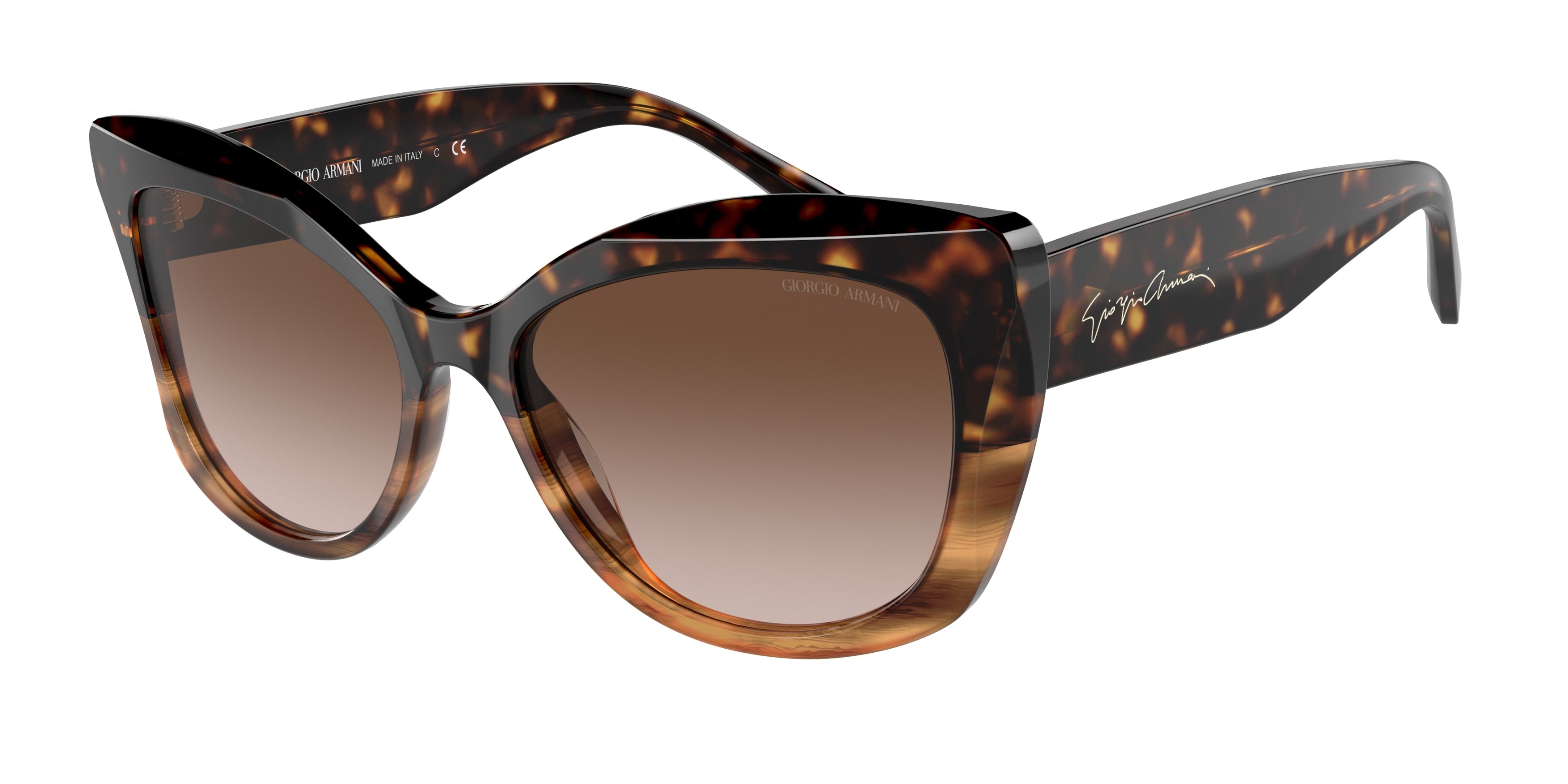 Giorgio Armani AR8161 Cat Eye Sunglasses  592913-Havana/Striped Brown 56-140-17 - Color Map Tortoise