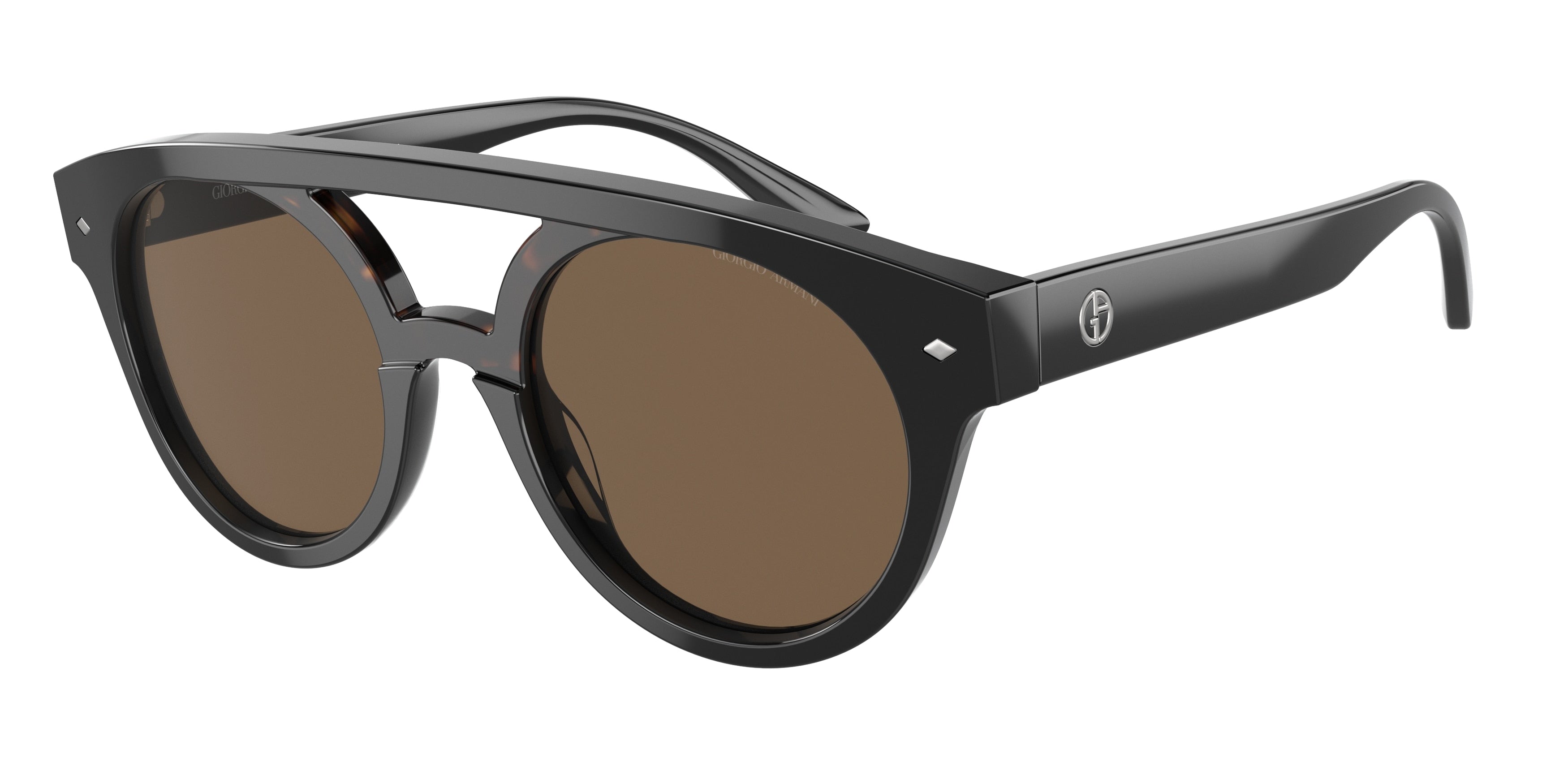 Giorgio Armani AR8163 Round Sunglasses  500173-Black/Havana 51-145-21 - Color Map Black