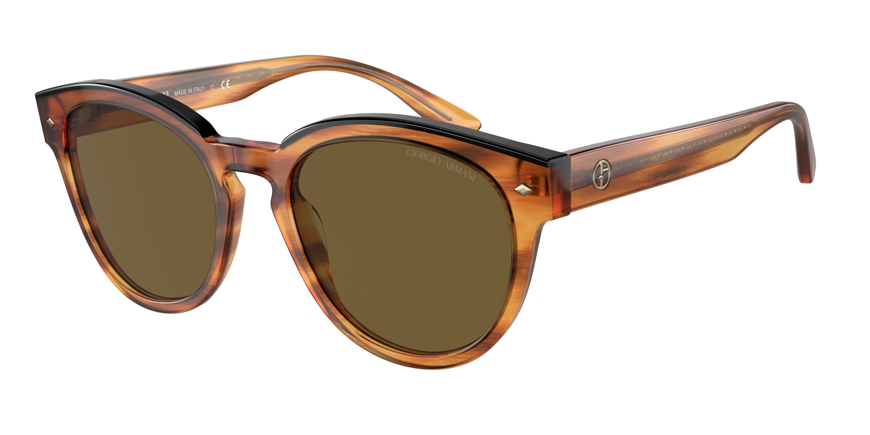 Giorgio Armani AR8164F Phantos Sunglasses  592173-Striped Brown/Black 55-145-20 - Color Map Brown