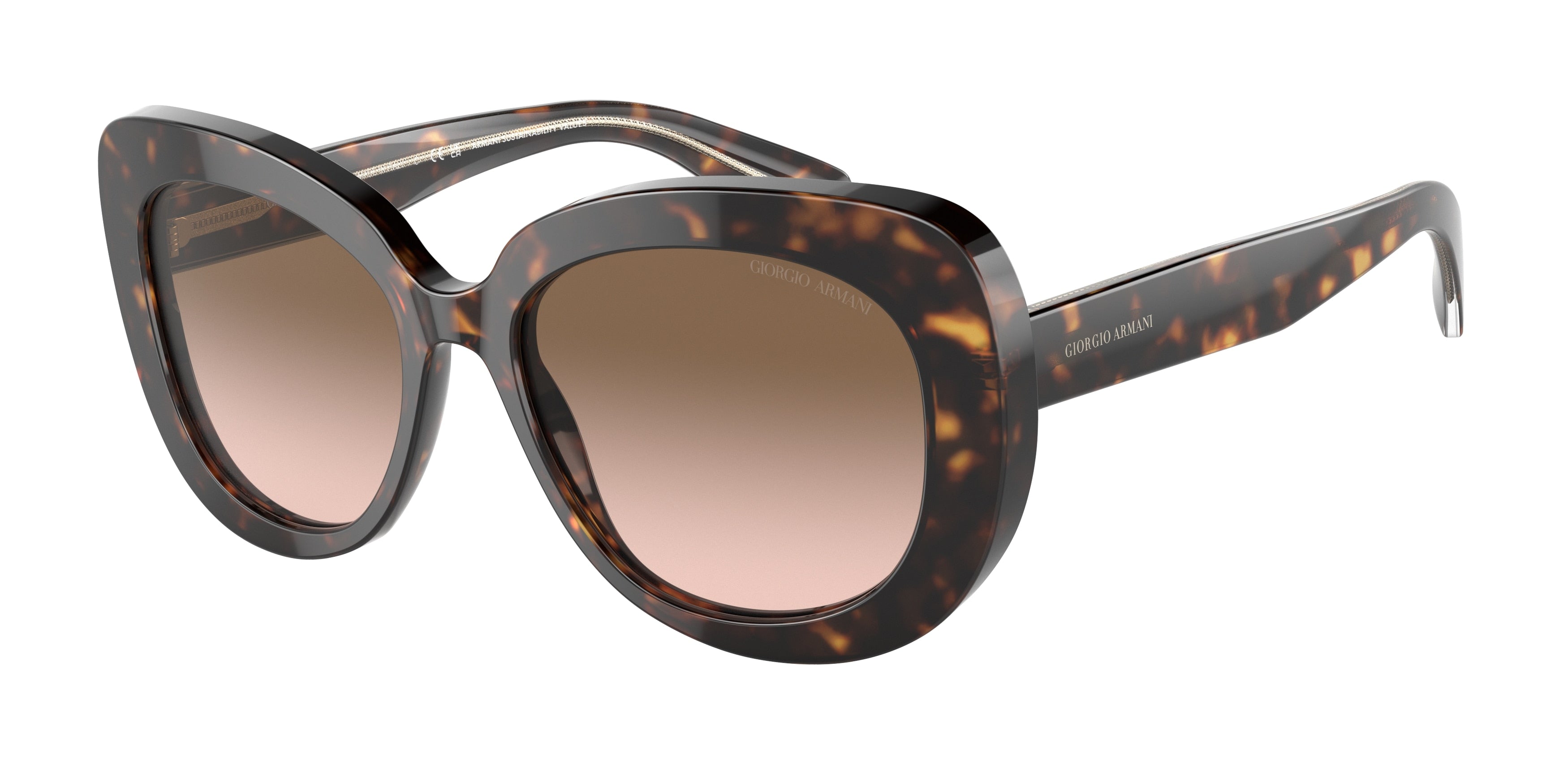 Giorgio Armani AR8168 Oval Sunglasses  587951-Havana 53-140-17 - Color Map Tortoise