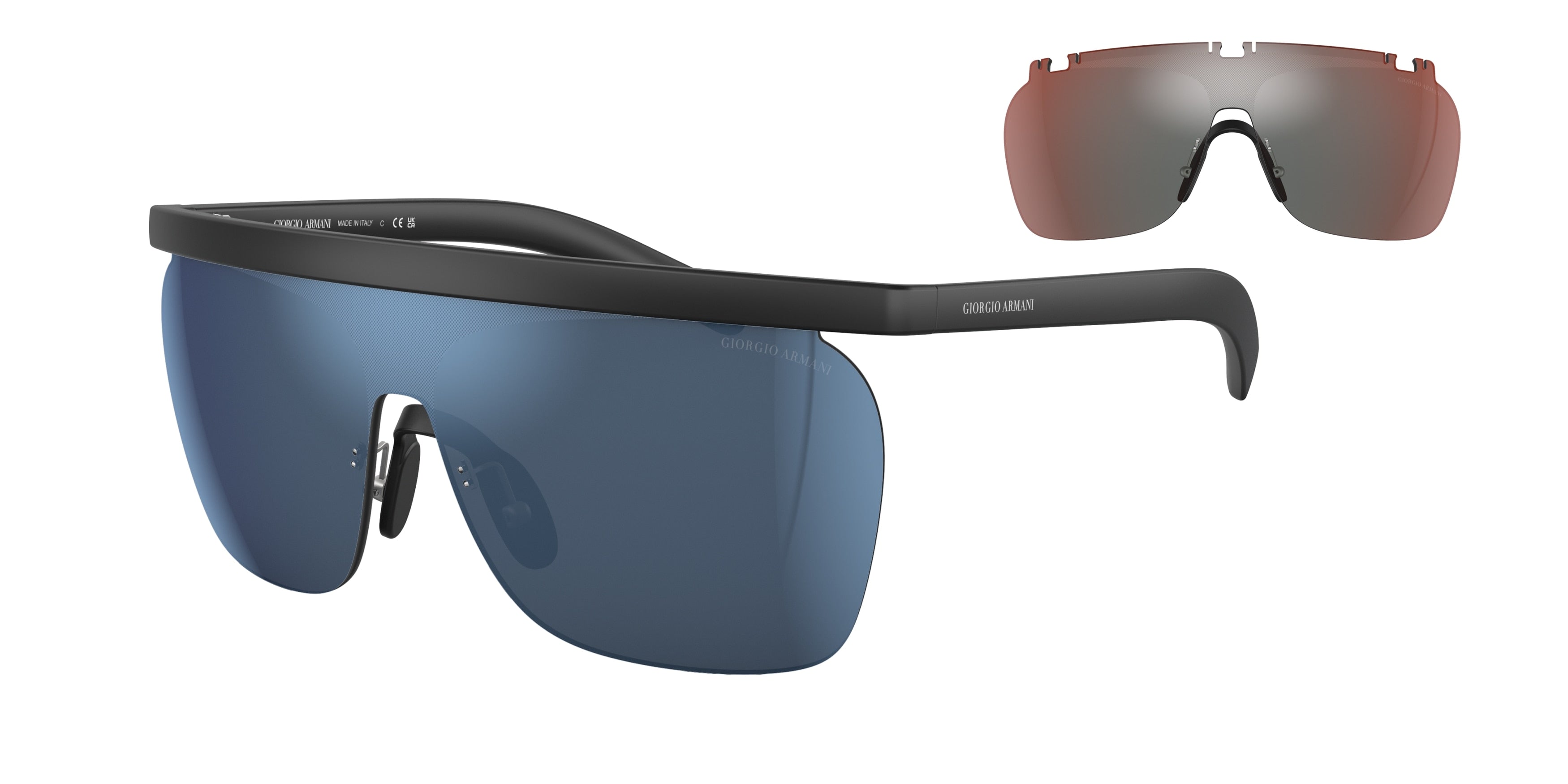 Giorgio Armani AR8169 Rectangle Sunglasses  504255-Rubber Black 0-130-133 - Color Map Black