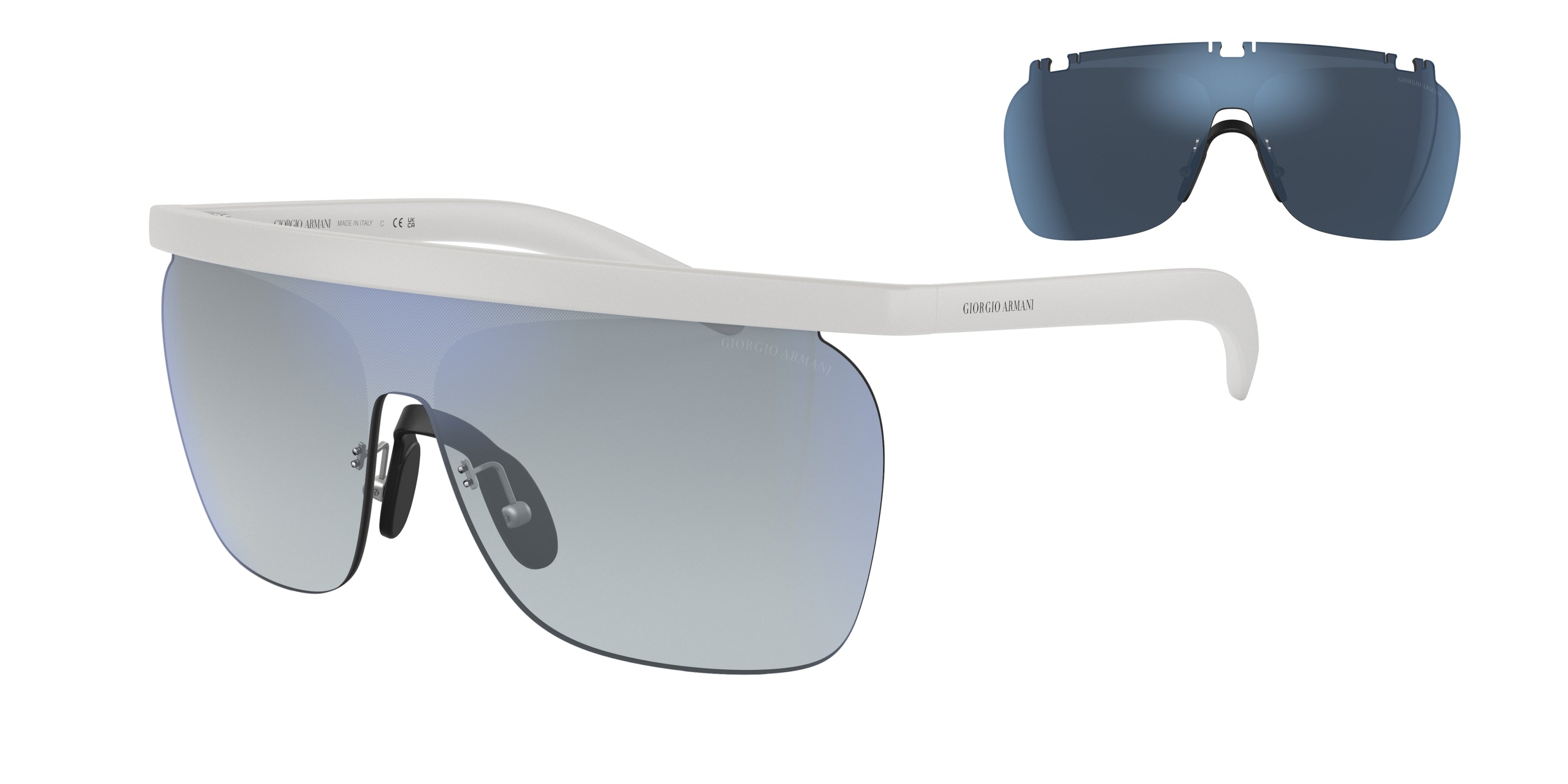 Giorgio Armani AR8169 Rectangle Sunglasses  5344D6-Rubber White 0-130-133 - Color Map White