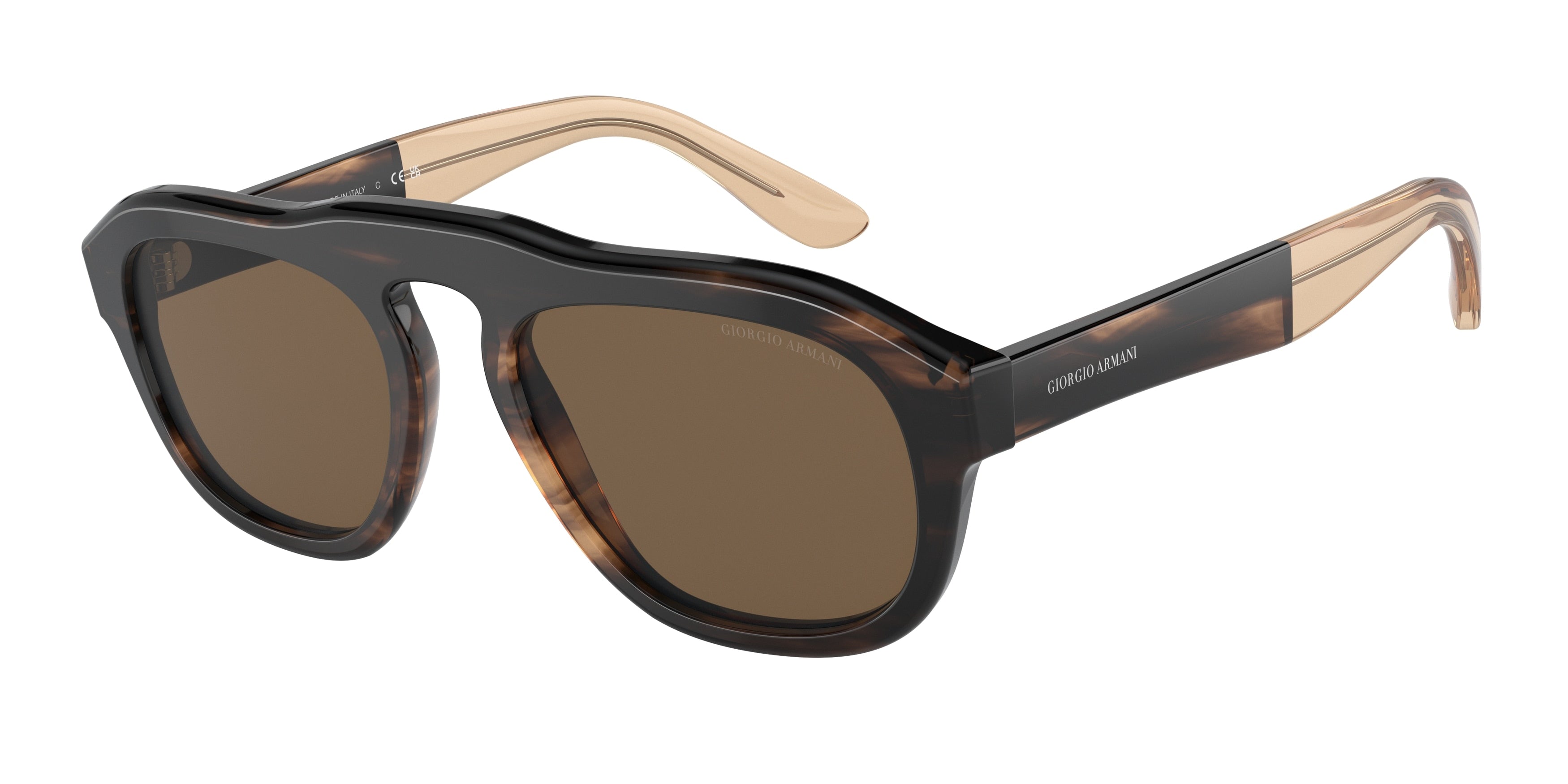 Giorgio Armani AR8173 Pillow Sunglasses  595873-Striped Brown 52-145-19 - Color Map Tortoise