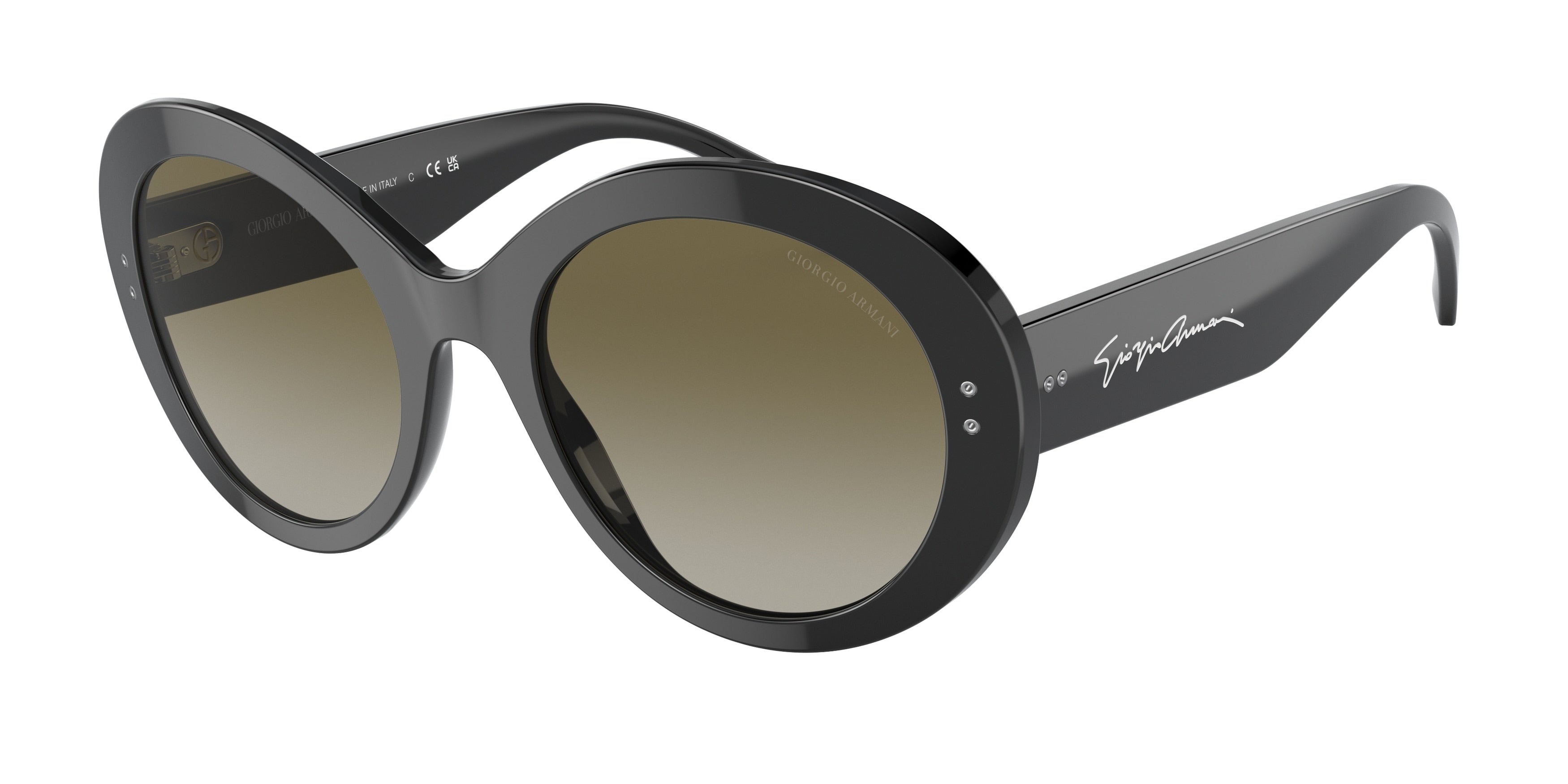 Giorgio Armani AR8174 Round Sunglasses  50018E-Black 53-140-21 - Color Map Black