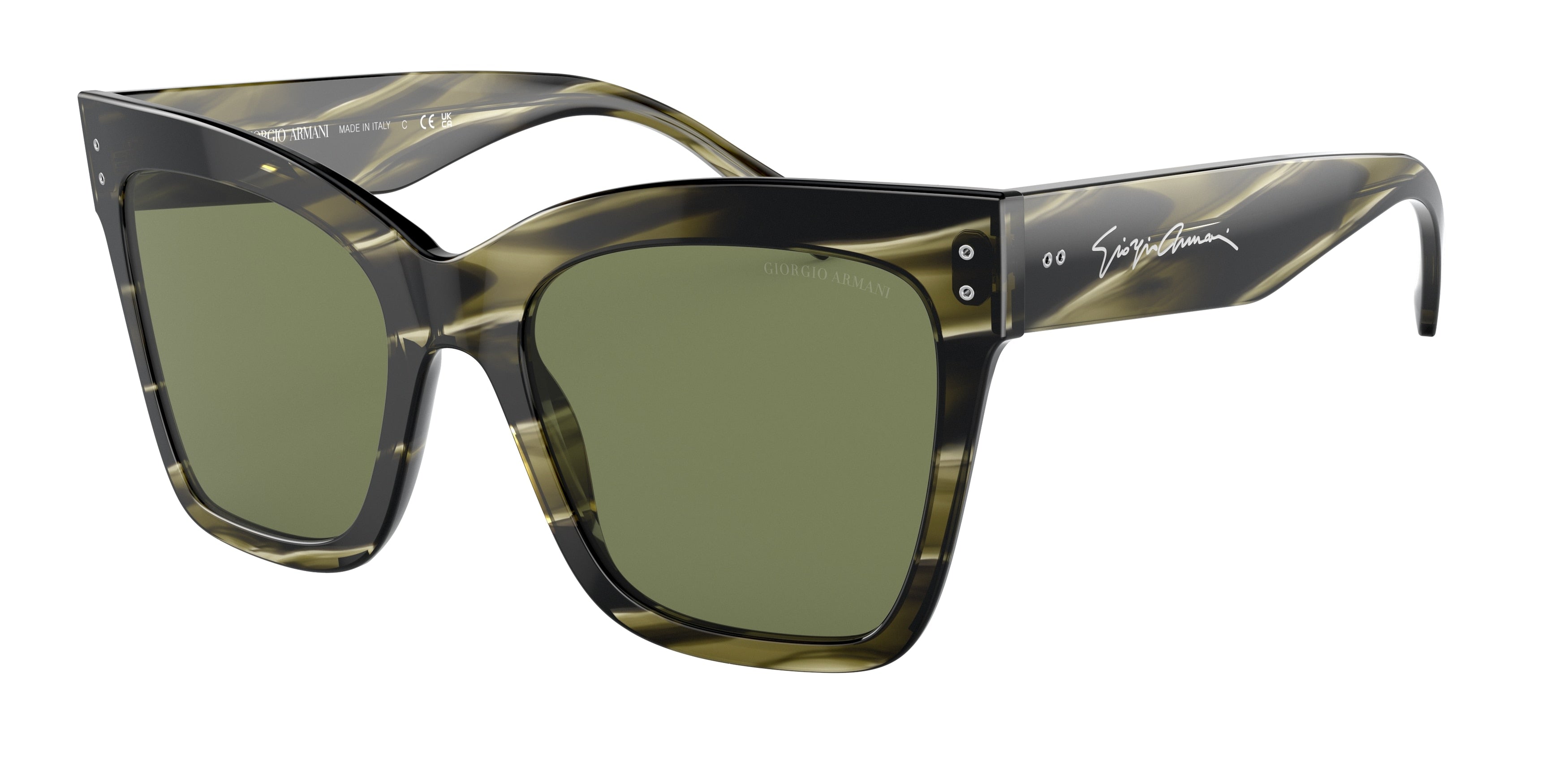 Giorgio Armani AR8175 Square Sunglasses  59522A-Striped Green 54-140-20 - Color Map Green
