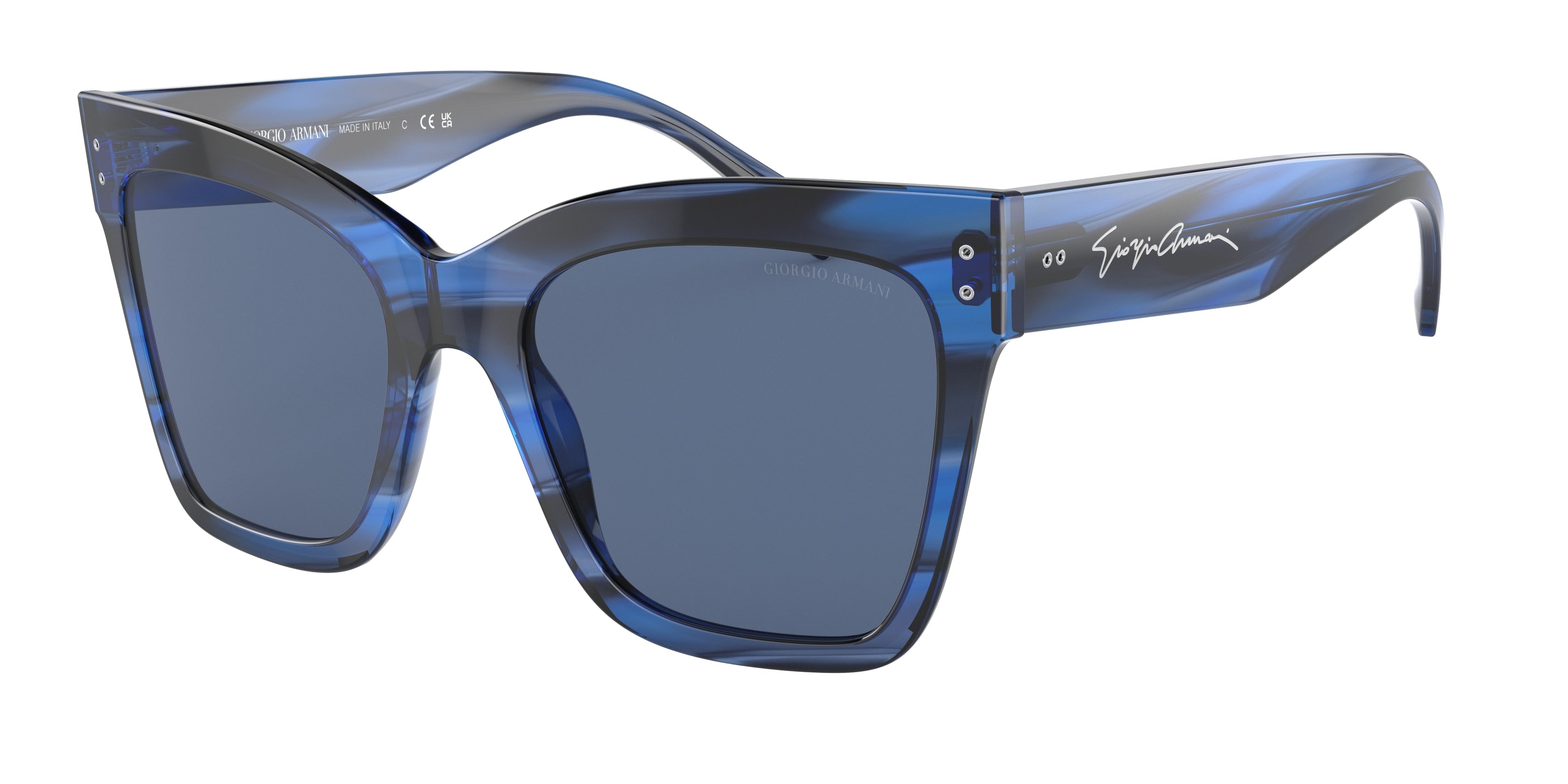 Giorgio Armani AR8175 Square Sunglasses  595380-Striped Blue 54-140-20 - Color Map Blue