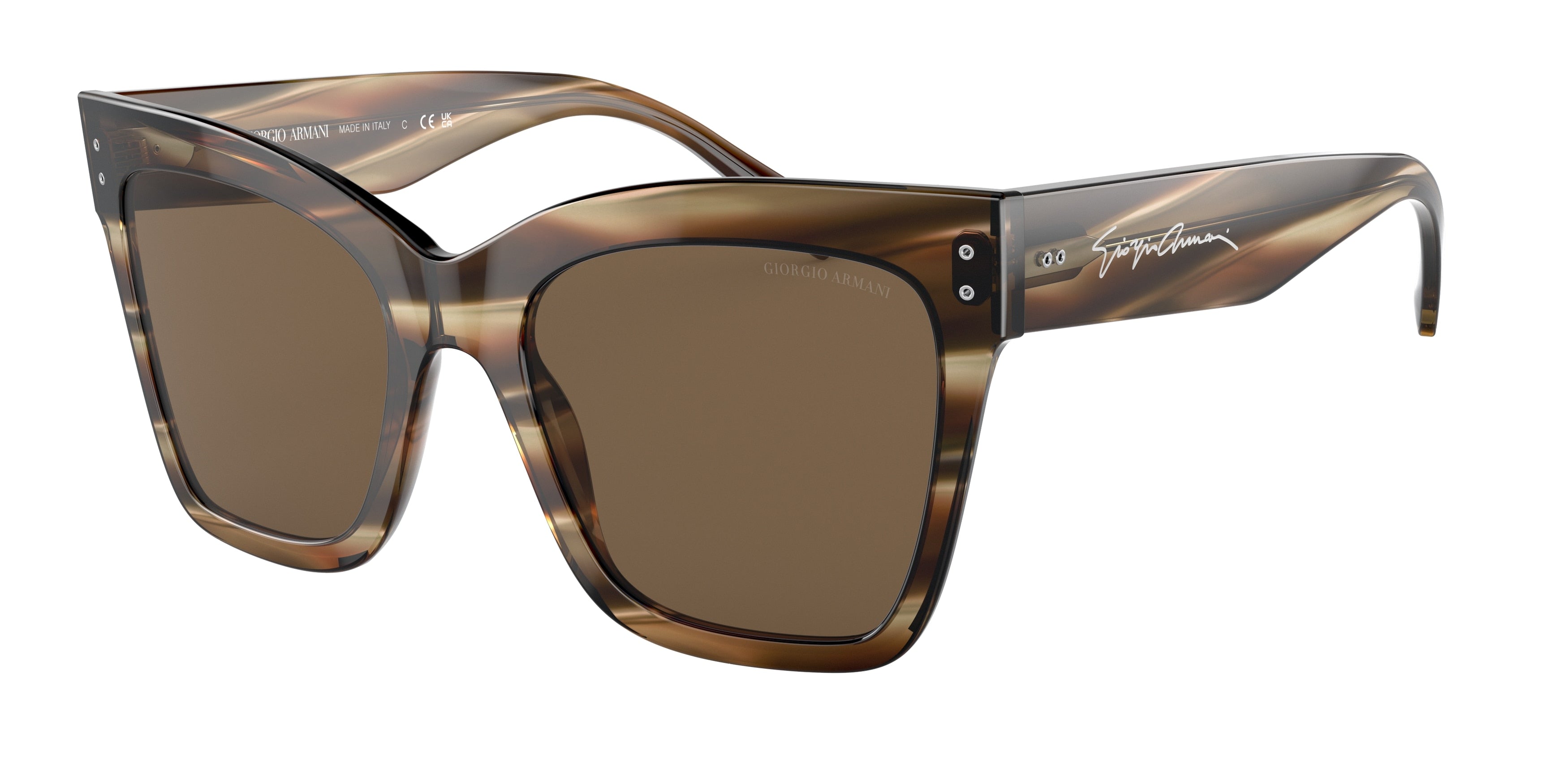 Giorgio Armani AR8175 Square Sunglasses  595473-Striped Brown 54-140-20 - Color Map Tortoise