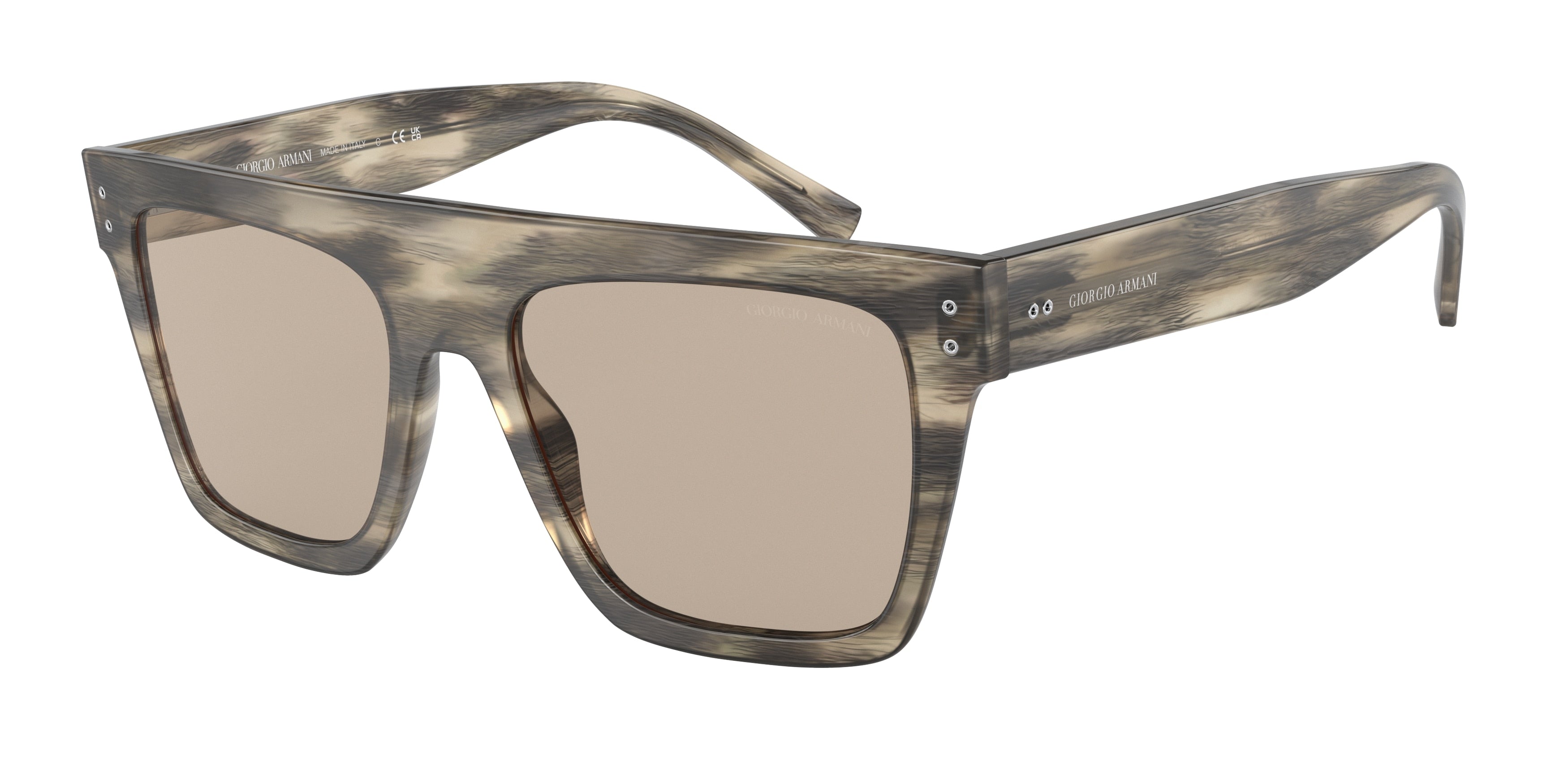 Giorgio Armani AR8177 Square Sunglasses  5922/3-Striped Light Grey 52-145-18 - Color Map Grey