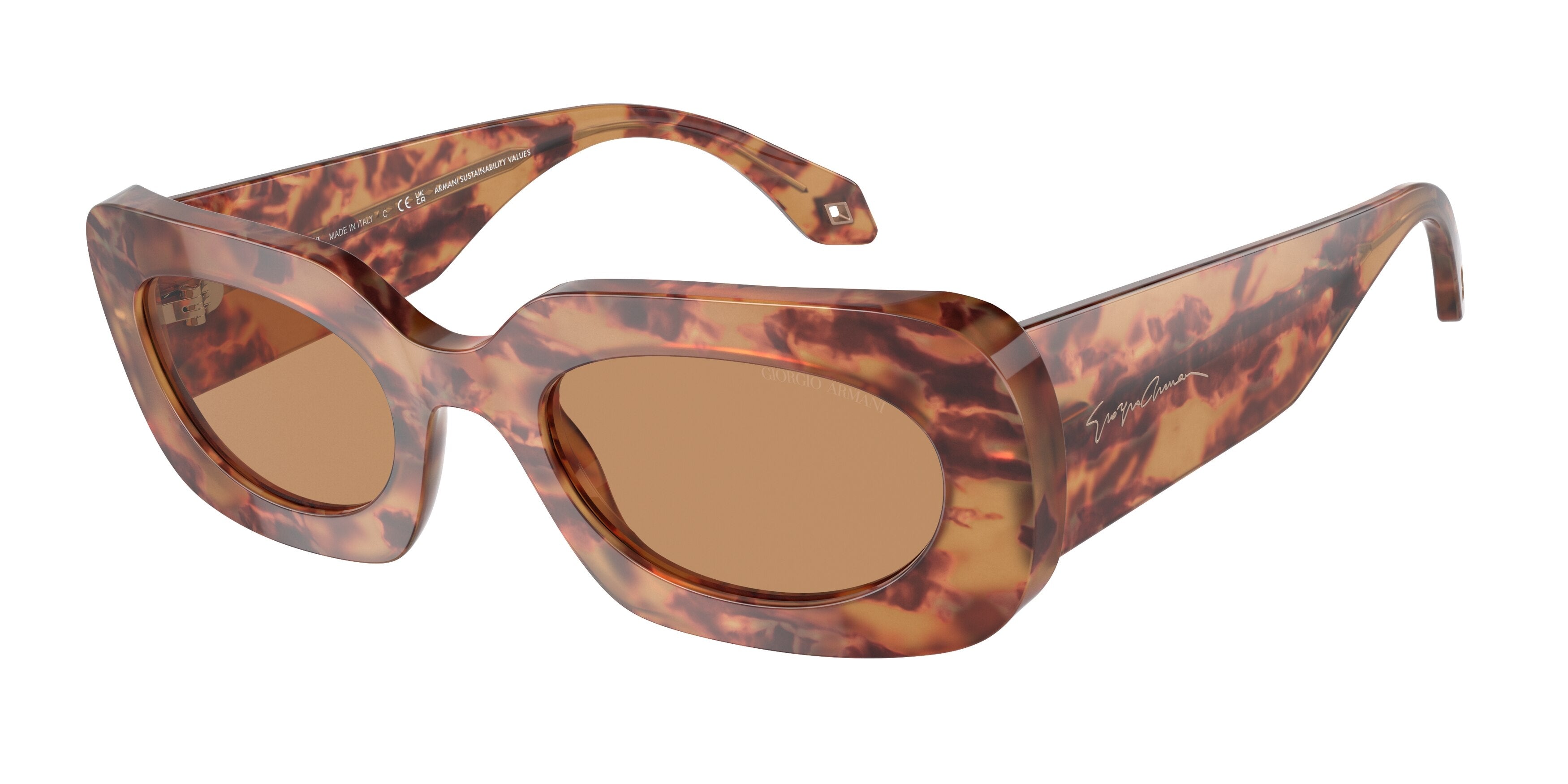 Giorgio Armani AR8182 Rectangle Sunglasses  597853-Orange Havana 52-140-23 - Color Map Orange