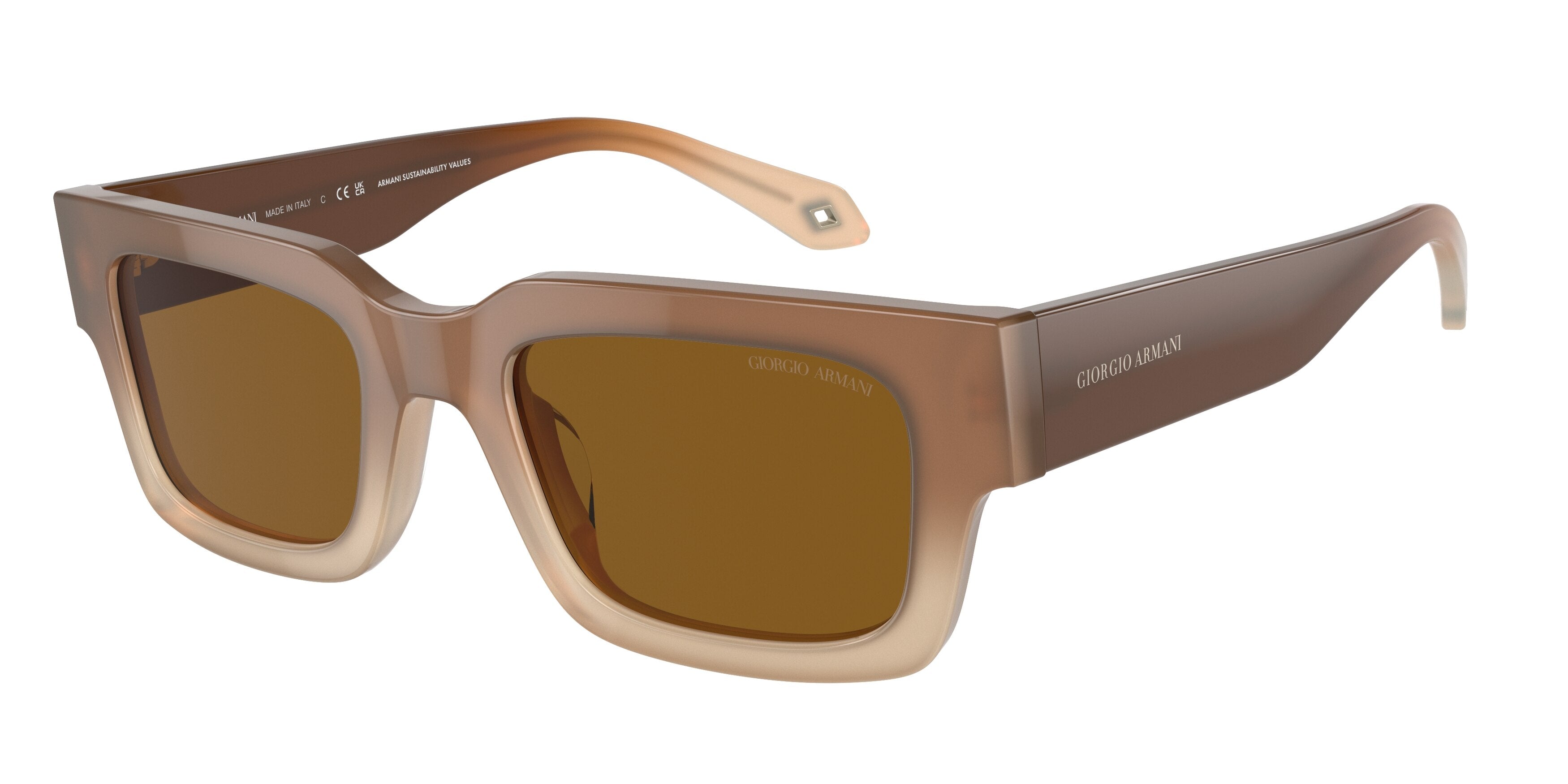 Giorgio Armani AR8184U Rectangle Sunglasses  598133-Gradient Brown/Crystal 52-145-22 - Color Map Brown