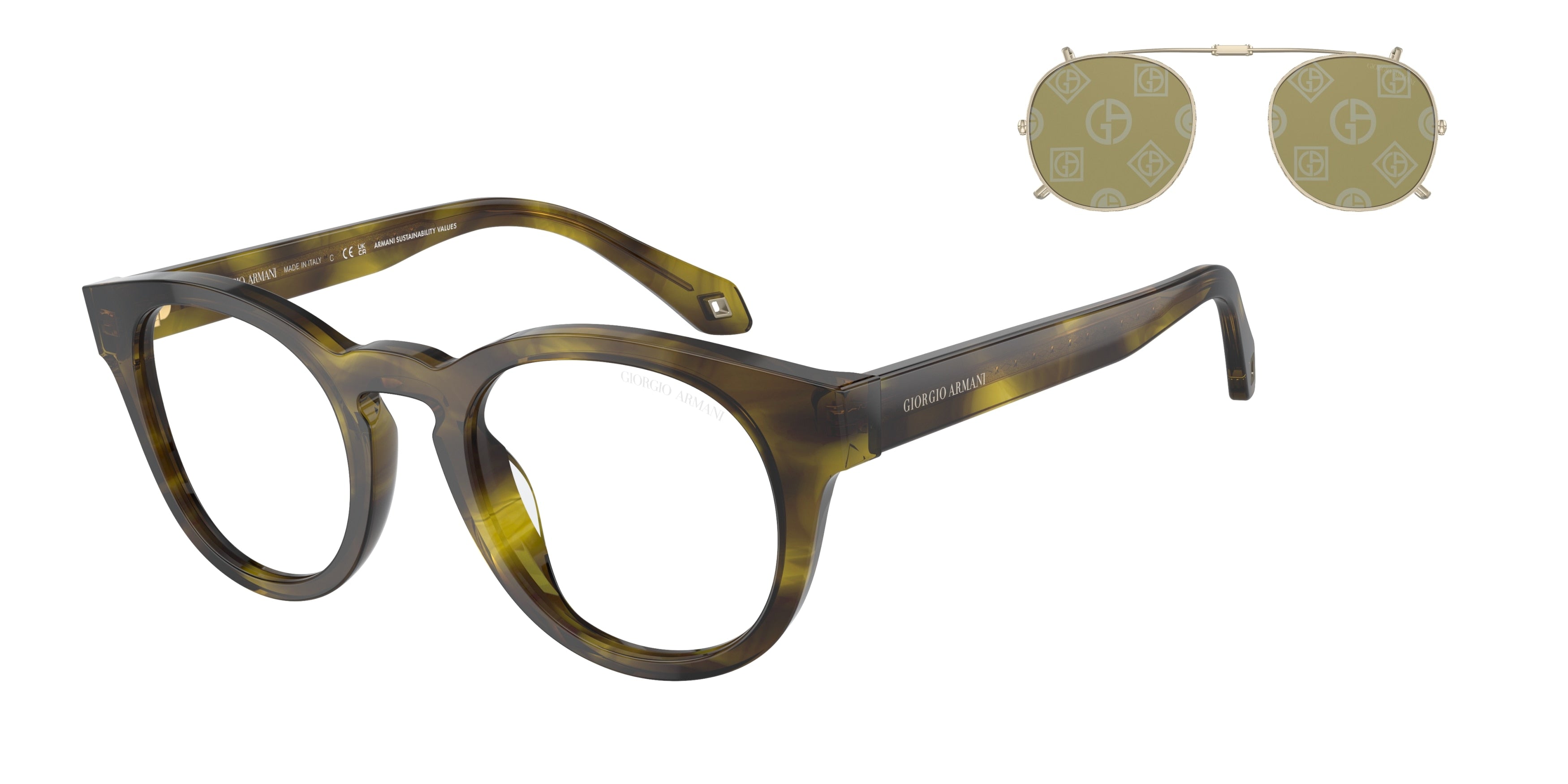 Giorgio Armani AR8190U Phantos Sunglasses  59871W-Striped Green 48-145-22 - Color Map Green