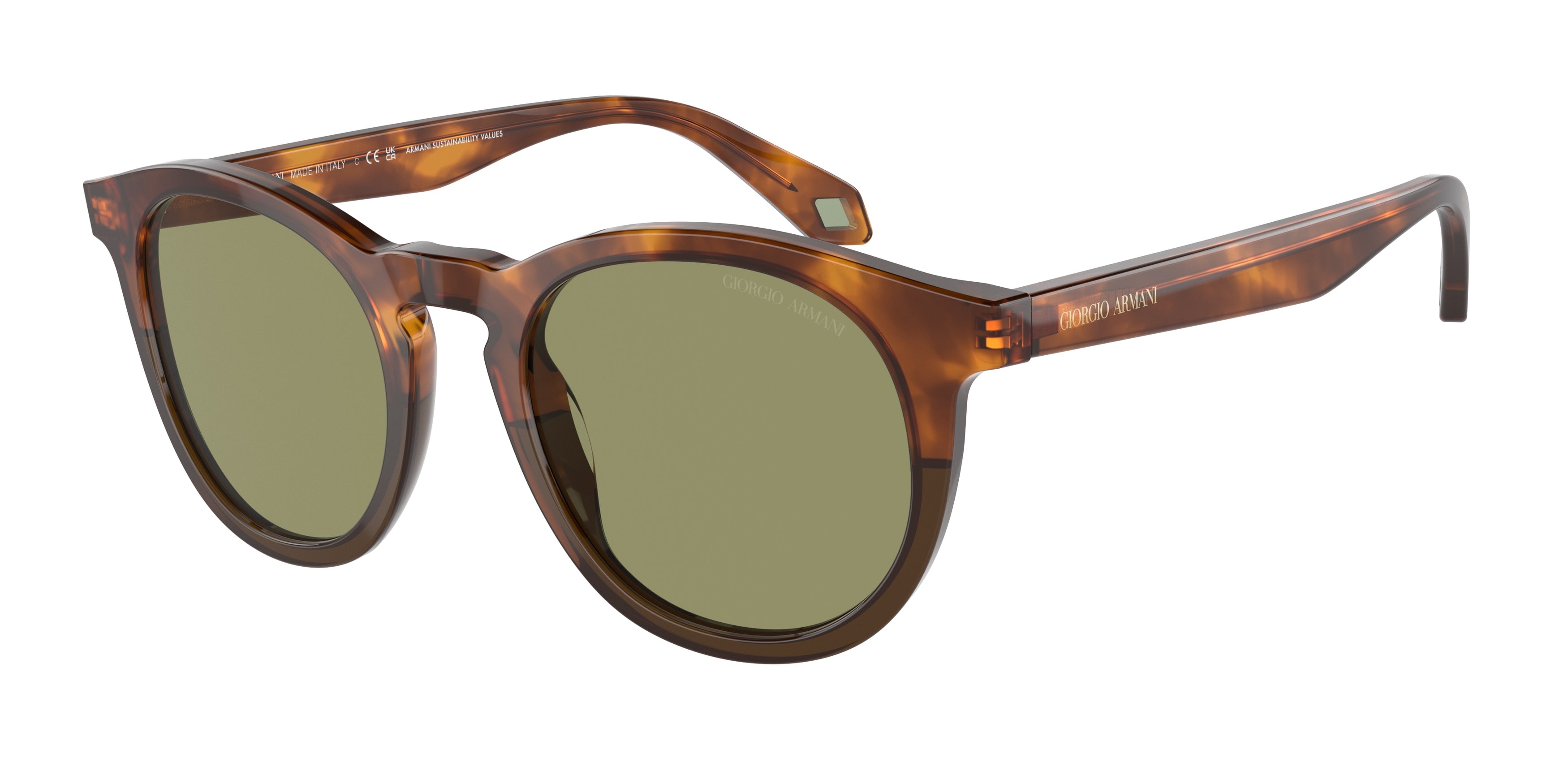 Giorgio Armani AR8192 Phantos Sunglasses  598814-Havana Red/Opal Olive Green 50-145-21 - Color Map Brown