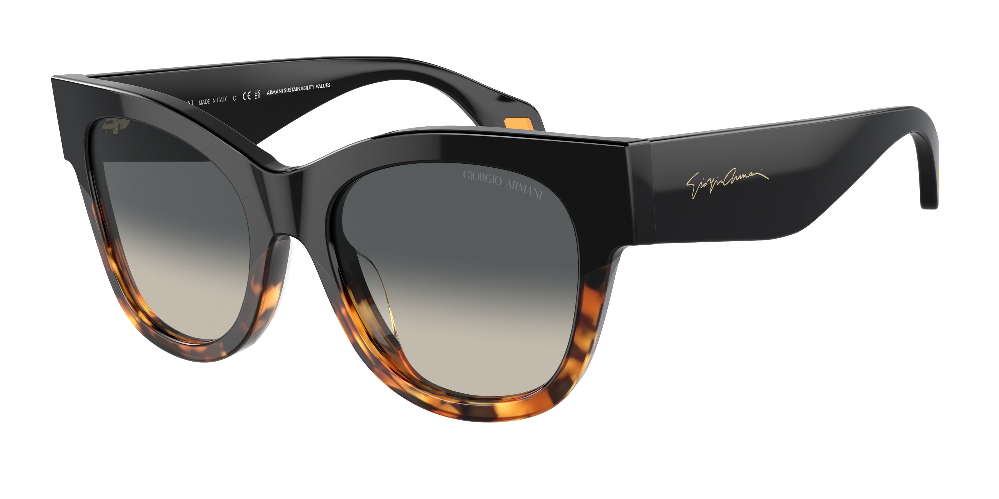 Giorgio Armani AR8195U Square Sunglasses  587519-Black/Yellow Havana 51-140-19 - Color Map Black