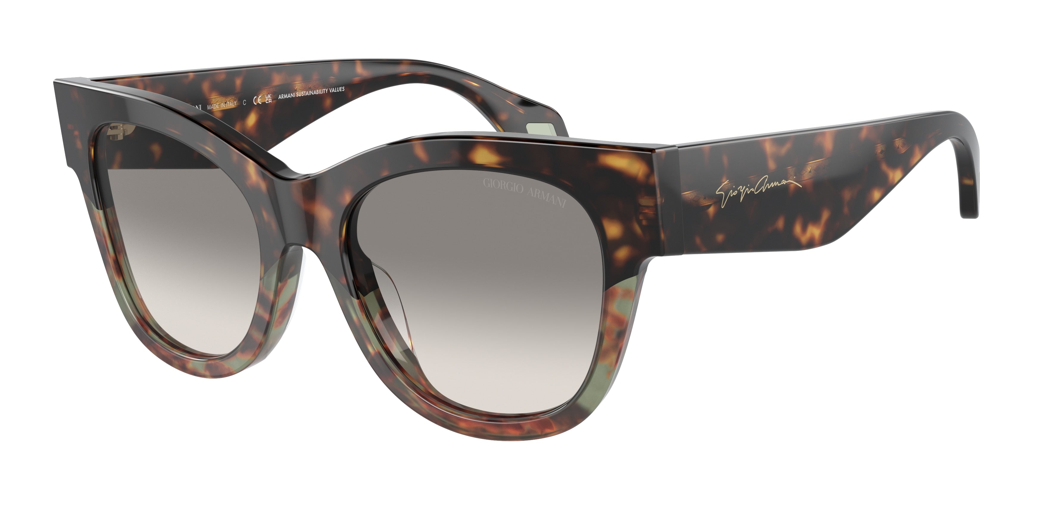 Giorgio Armani AR8195U Square Sunglasses  587932-Havana/Green Havana 51-140-19 - Color Map Brown