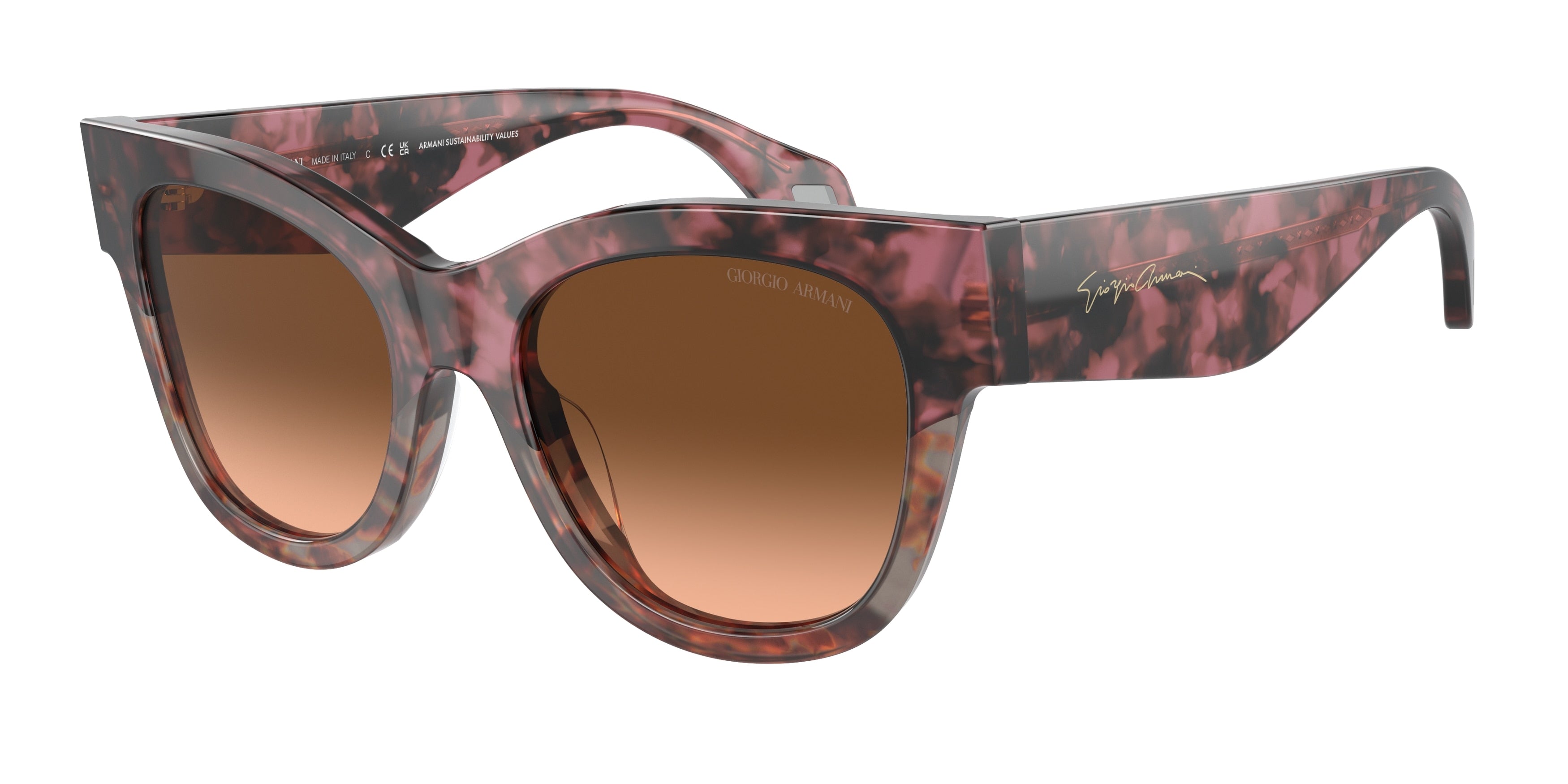 Giorgio Armani AR8195U Square Sunglasses  60320A-Bordeaux Havana/Havana Grey 51-140-19 - Color Map Brown