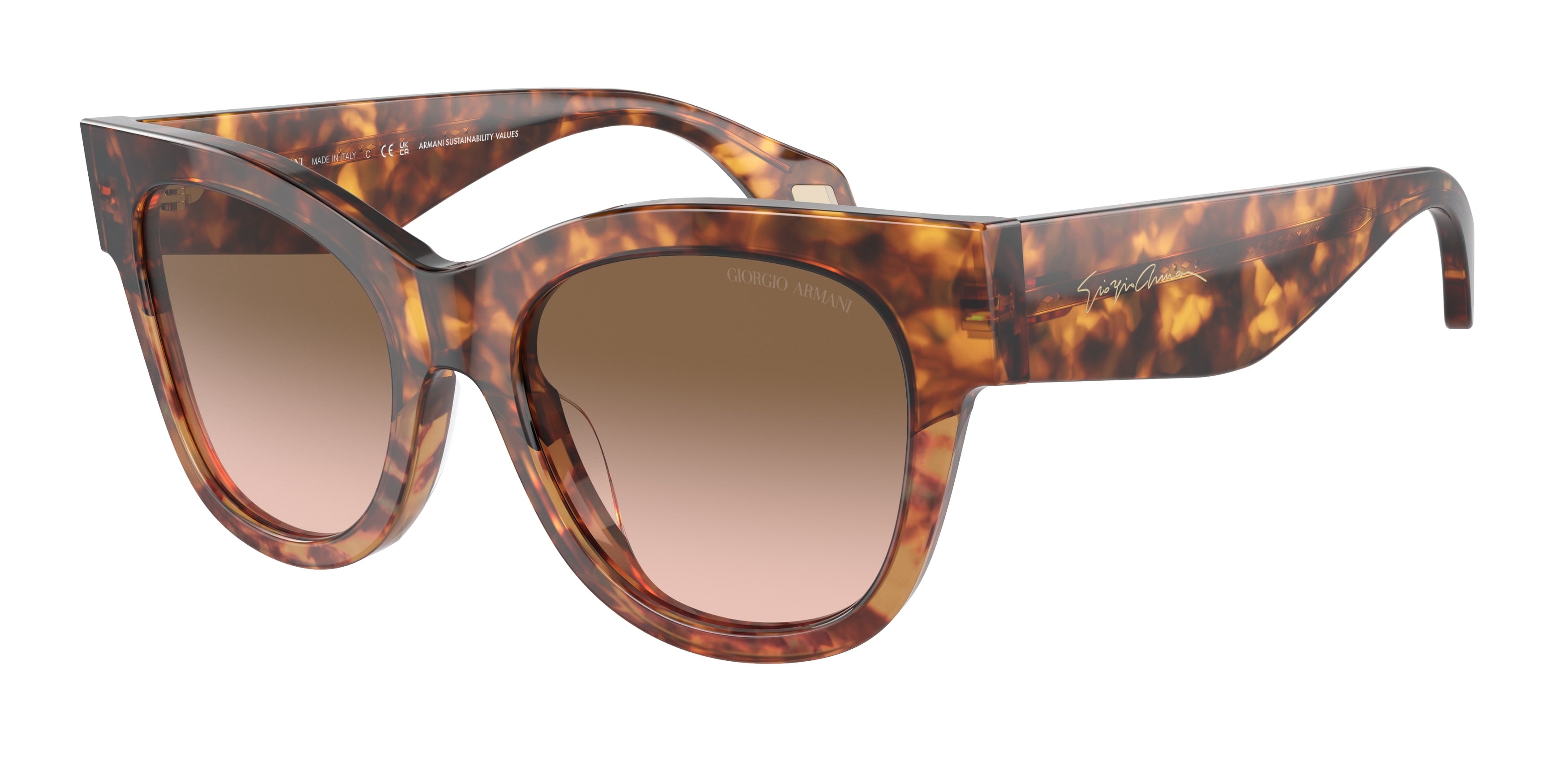 Giorgio Armani AR8195U Square Sunglasses  603351-Red Havana/Orange Havana 51-140-19 - Color Map Brown