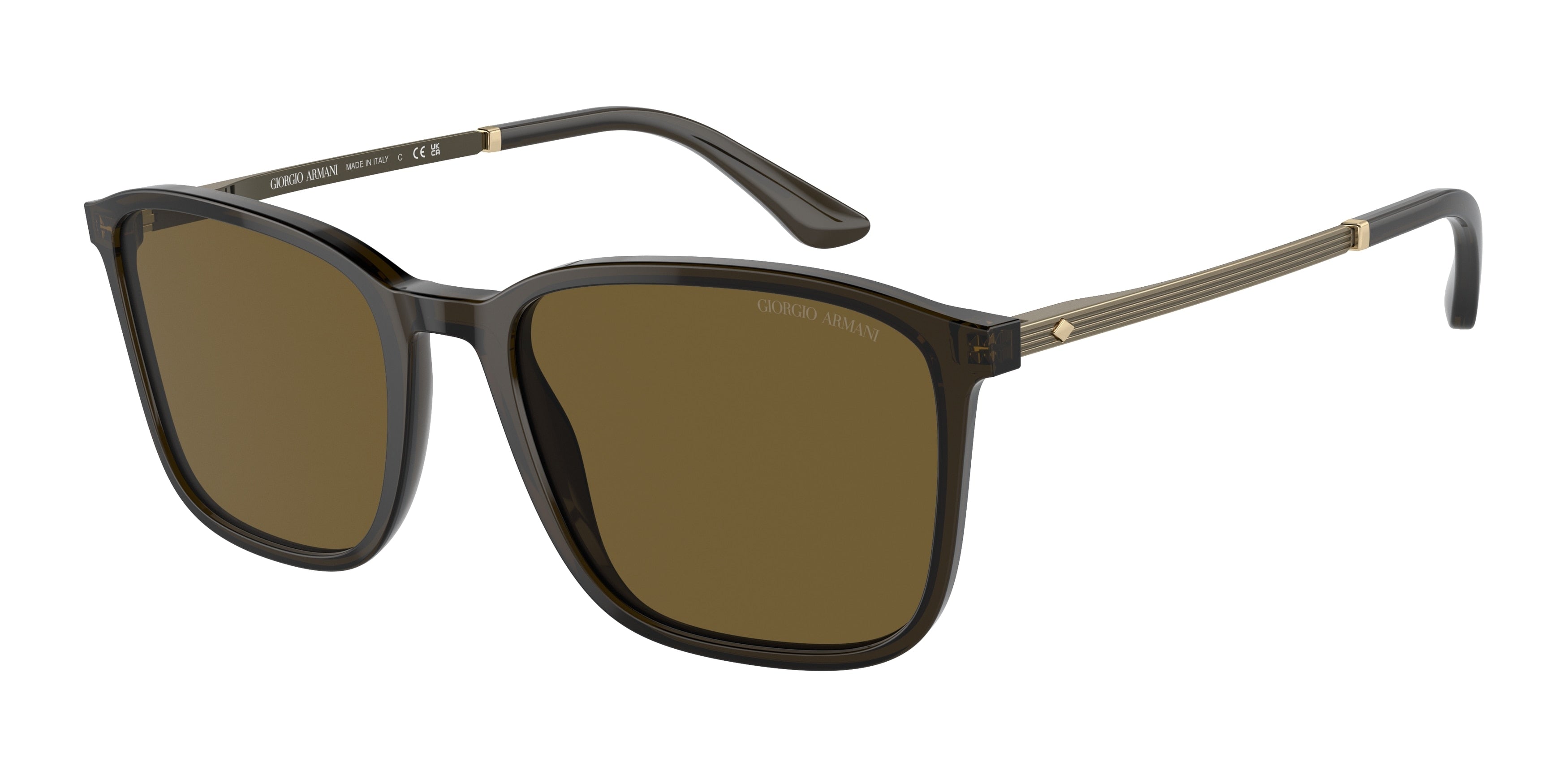 Giorgio Armani AR8197 Rectangle Sunglasses  503073-Transparent Olive Green 55-145-19 - Color Map Green