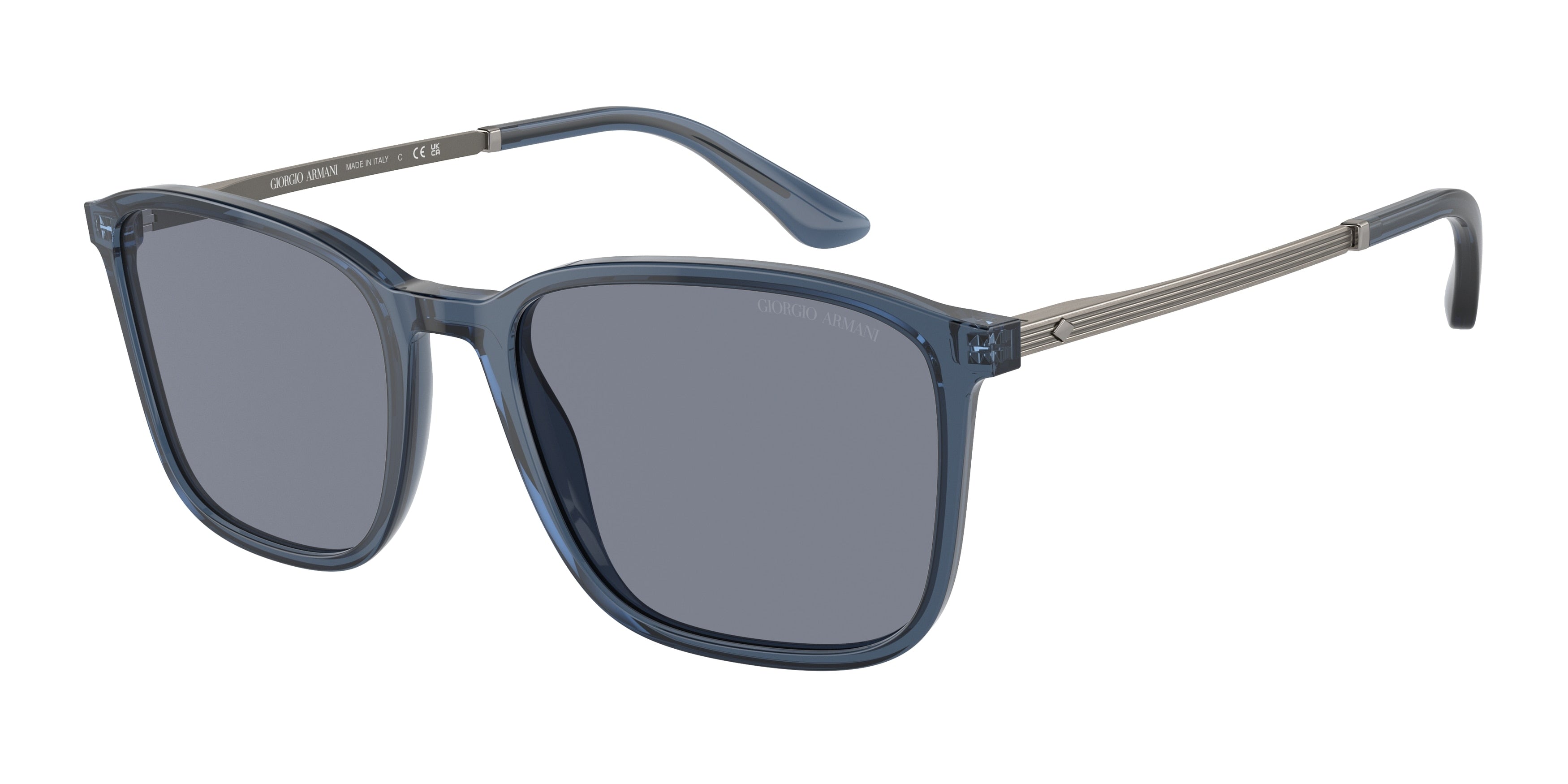 Giorgio Armani AR8197 Rectangle Sunglasses  603519-Transparent Blue 55-145-19 - Color Map Blue