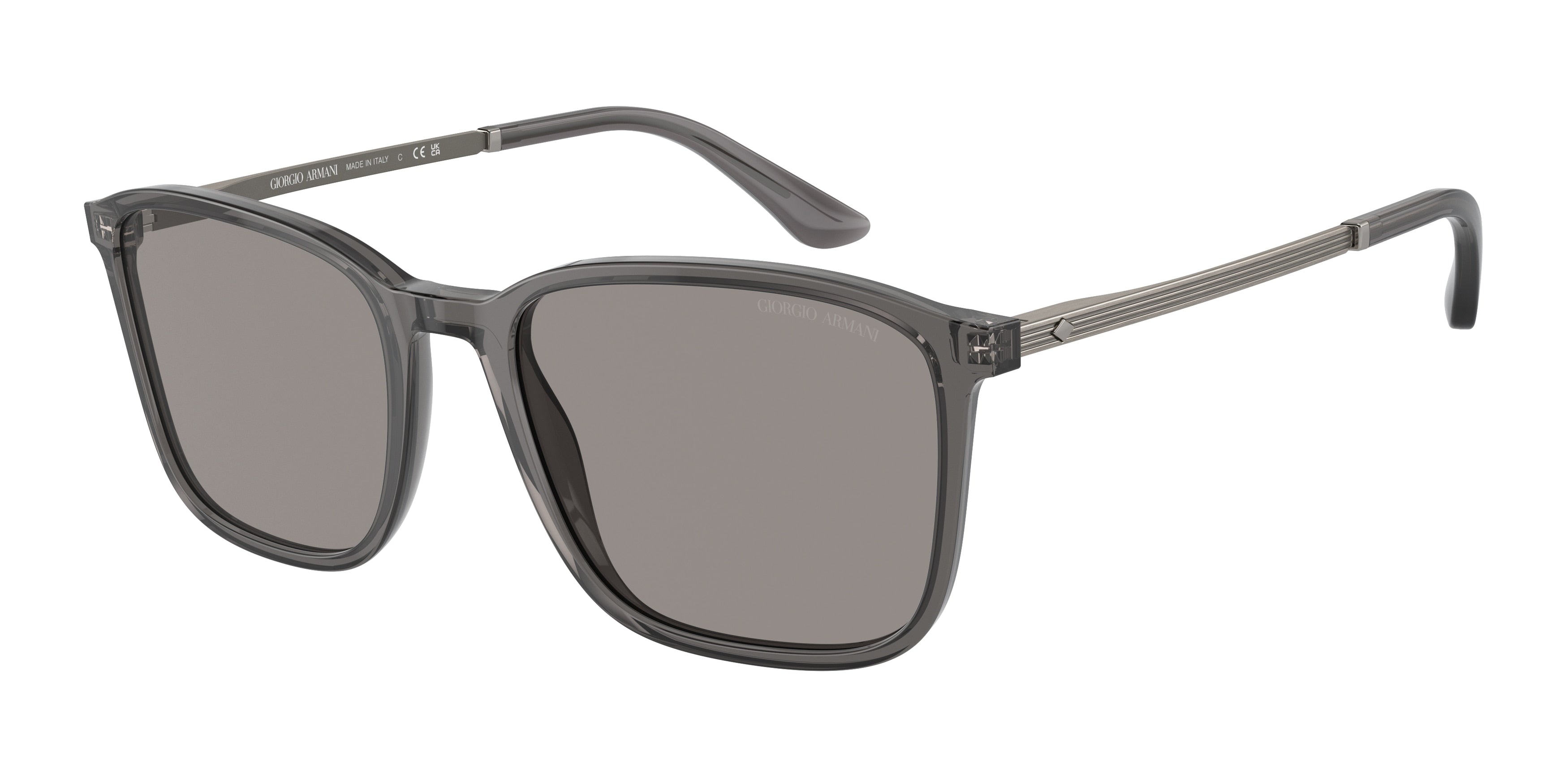 Giorgio Armani AR8197 Rectangle Sunglasses  6036M3-Transparent Grey 55-145-19 - Color Map Grey