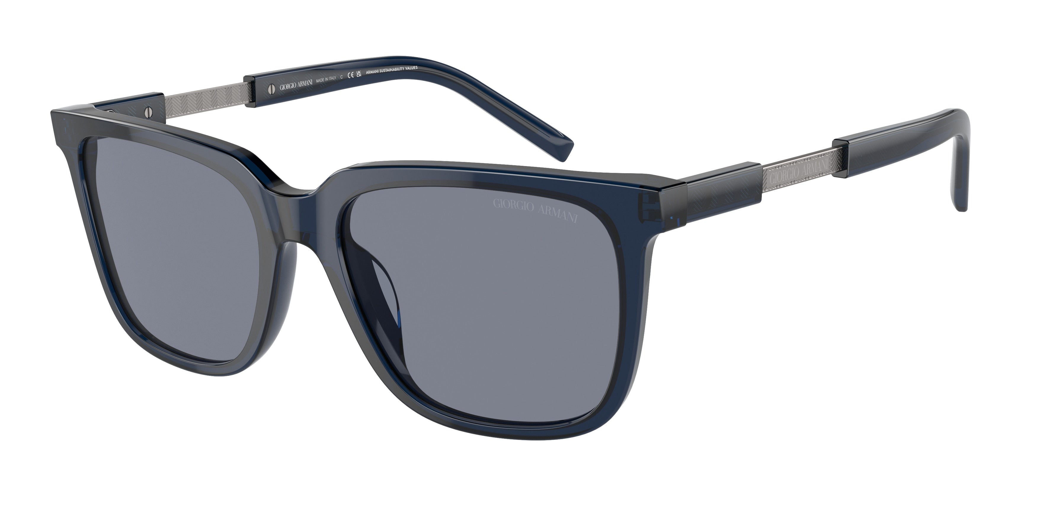 Giorgio Armani AR8202U Pillow Sunglasses  604719-Trasparent Blue 55-145-18 - Color Map Blue