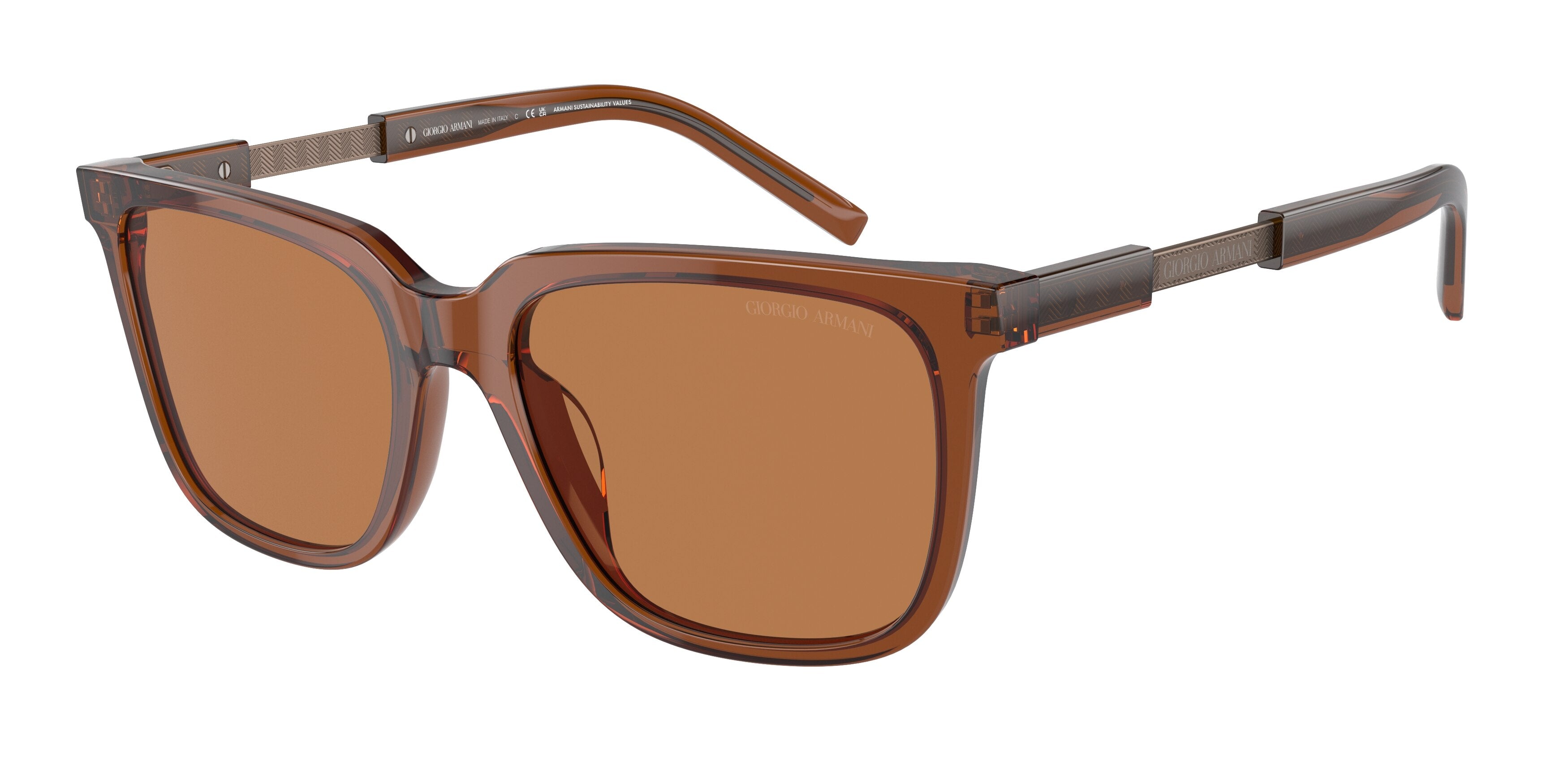 Giorgio Armani AR8202U Pillow Sunglasses  604973-Trasparent Brown 55-145-18 - Color Map Brown