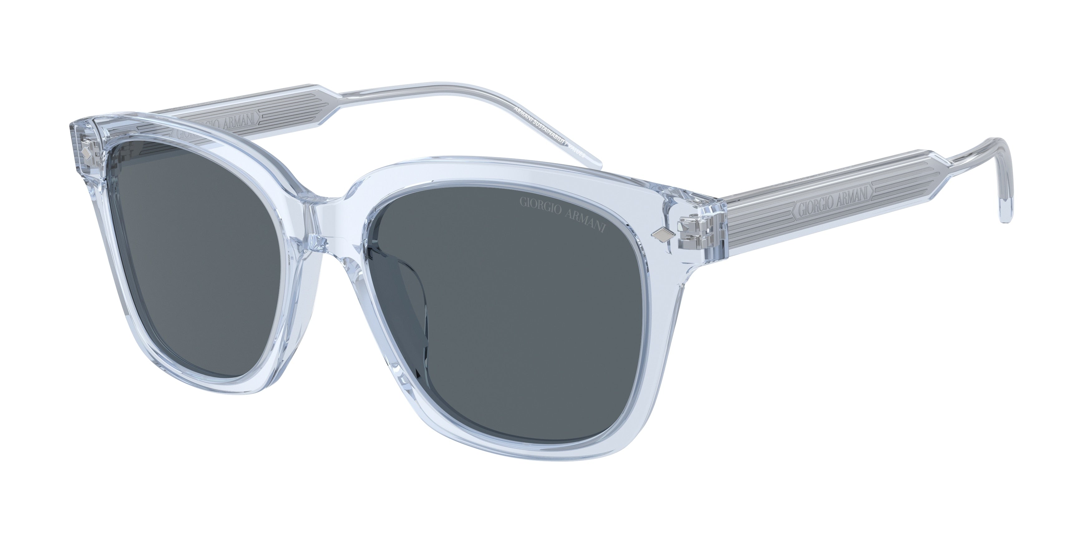 Giorgio Armani AR8210U Square Sunglasses  6081R5-Transparent Light Blue 52-140-18 - Color Map Blue