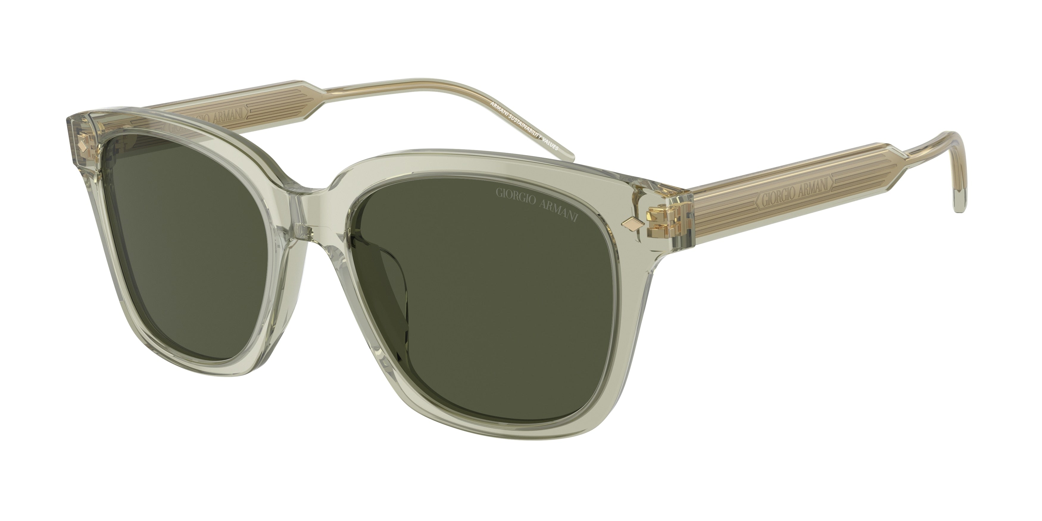 Giorgio Armani AR8210U Square Sunglasses  608331-Transparent Green 52-140-18 - Color Map Green