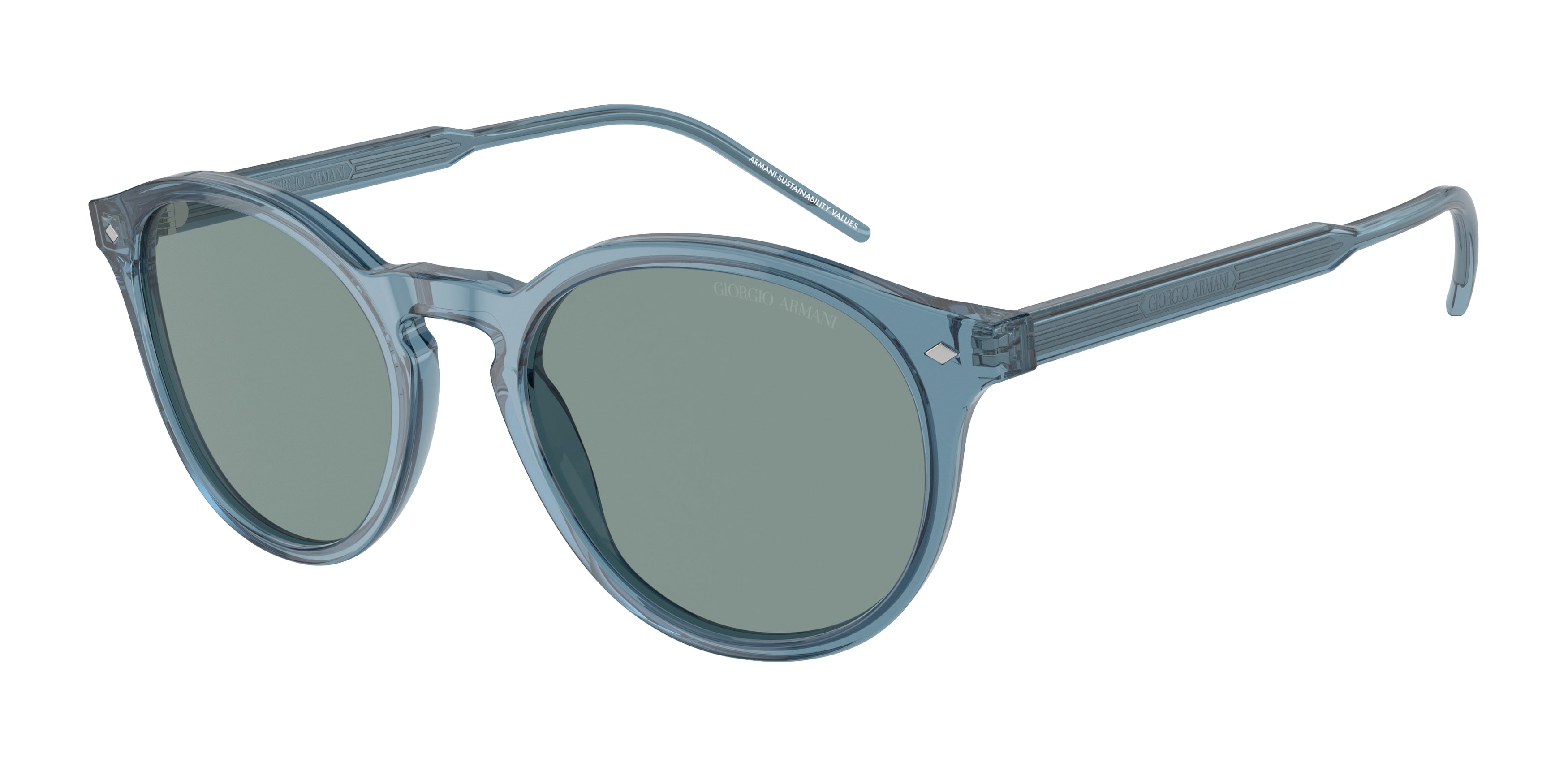Giorgio Armani AR8211F Phantos Sunglasses  607156-Transparent Blue 54-145-20 - Color Map Blue