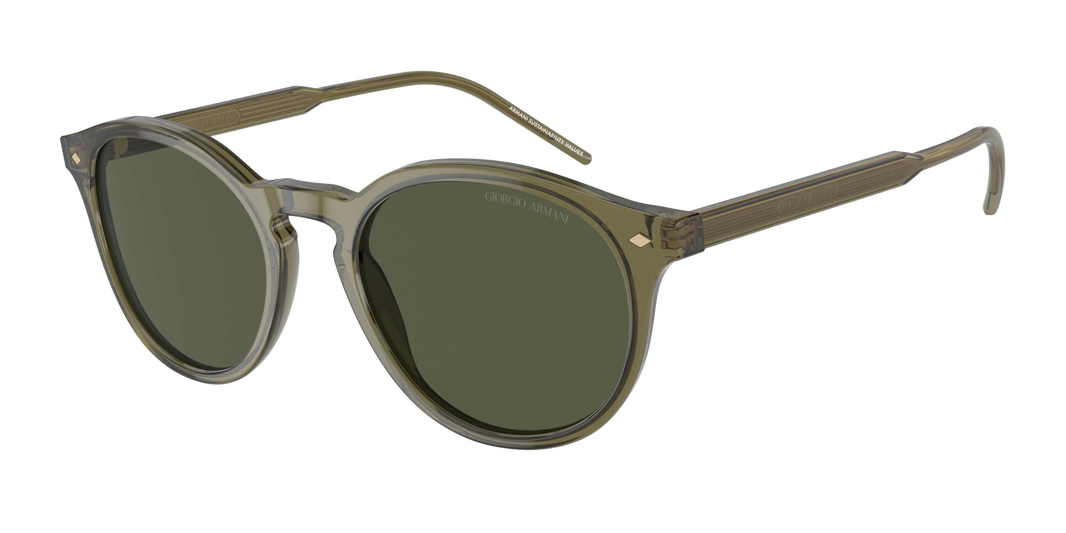 Giorgio Armani AR8211F Phantos Sunglasses  607452-Transparent Green 54-145-20 - Color Map Green