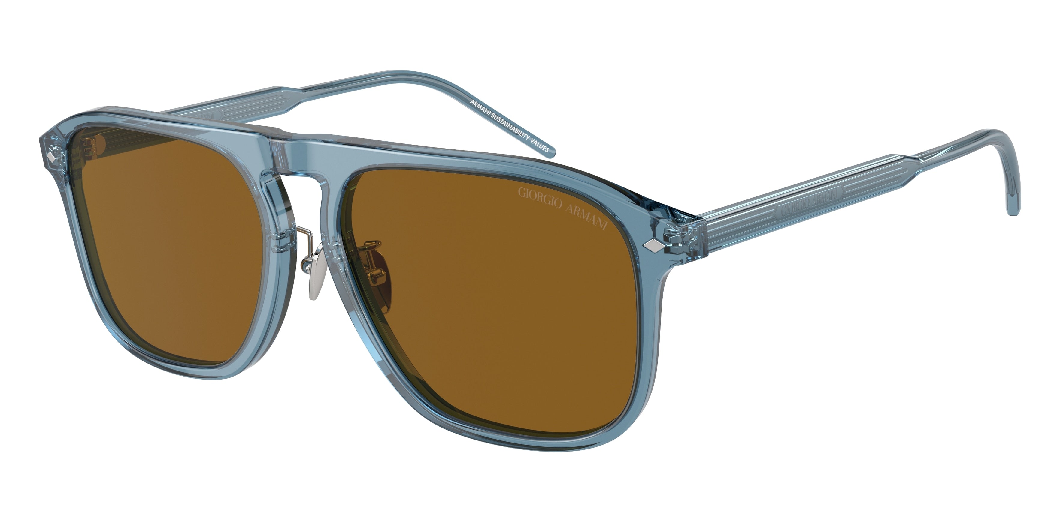 Giorgio Armani AR8212F Square Sunglasses  607133-Transparent Blue 58-145-17 - Color Map Blue