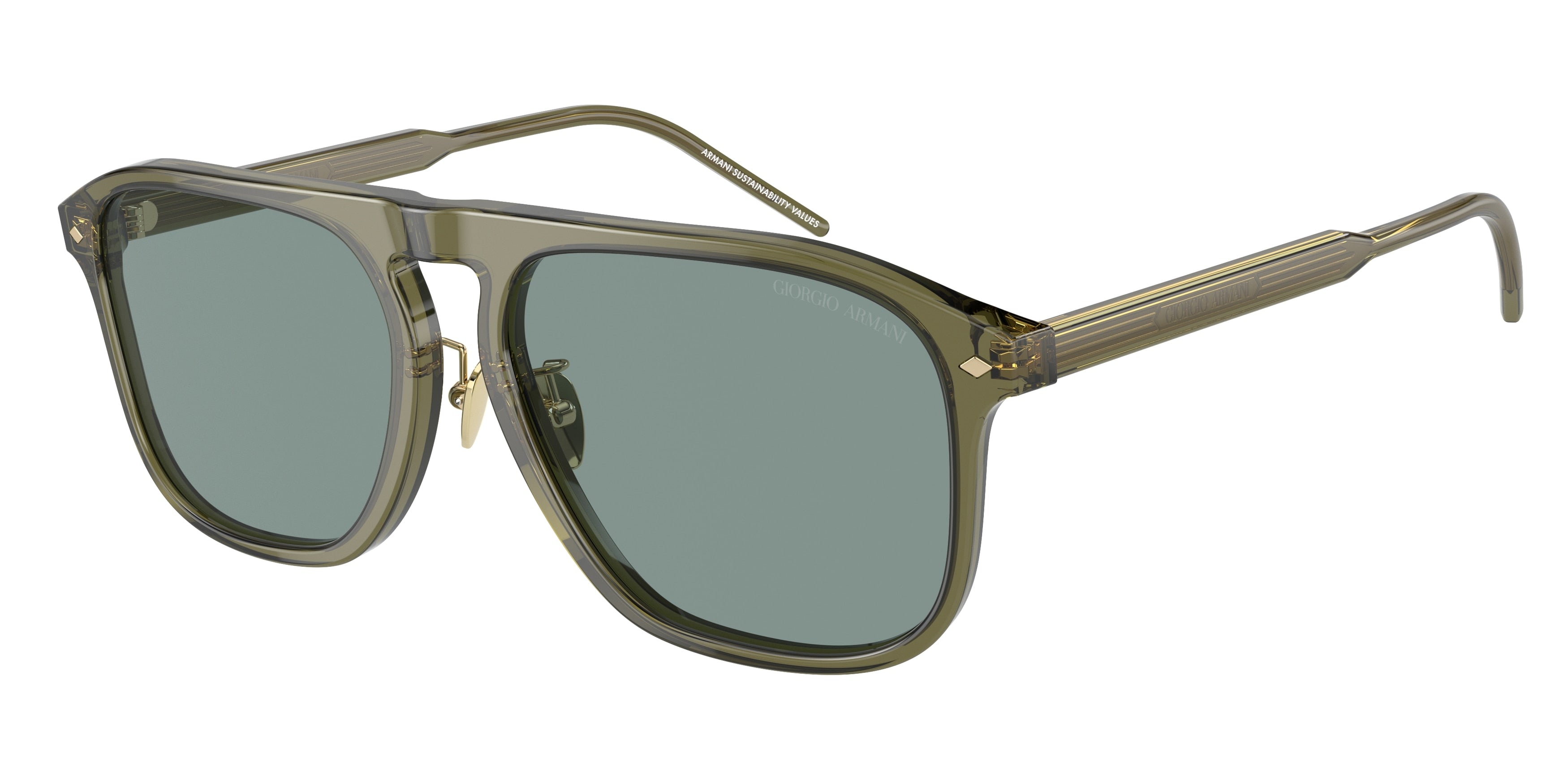 Giorgio Armani AR8212F Square Sunglasses  607456-Transparent Green 58-145-17 - Color Map Green