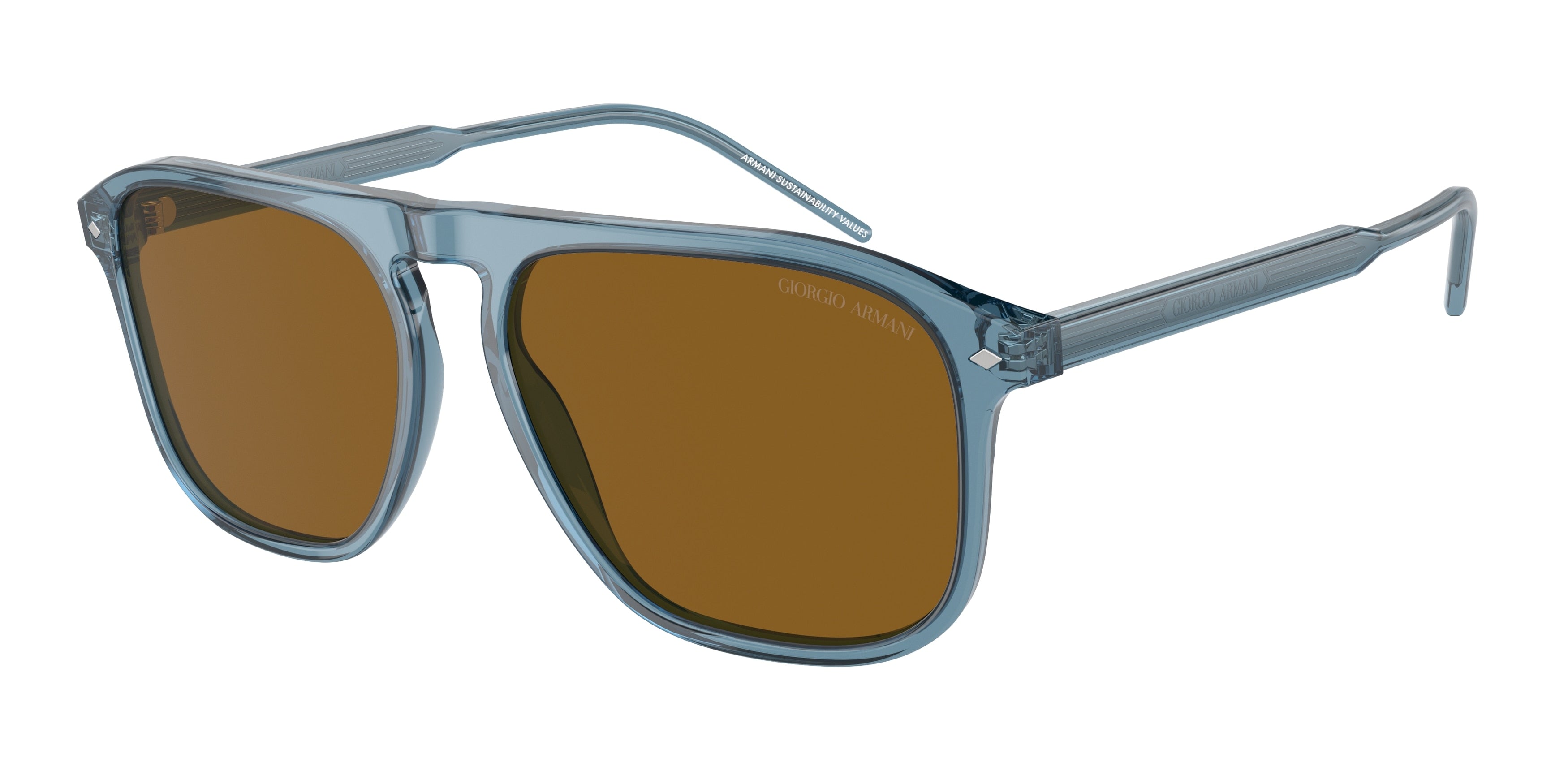Giorgio Armani AR8212 Square Sunglasses  607133-Transparent Blue 58-145-16 - Color Map Blue