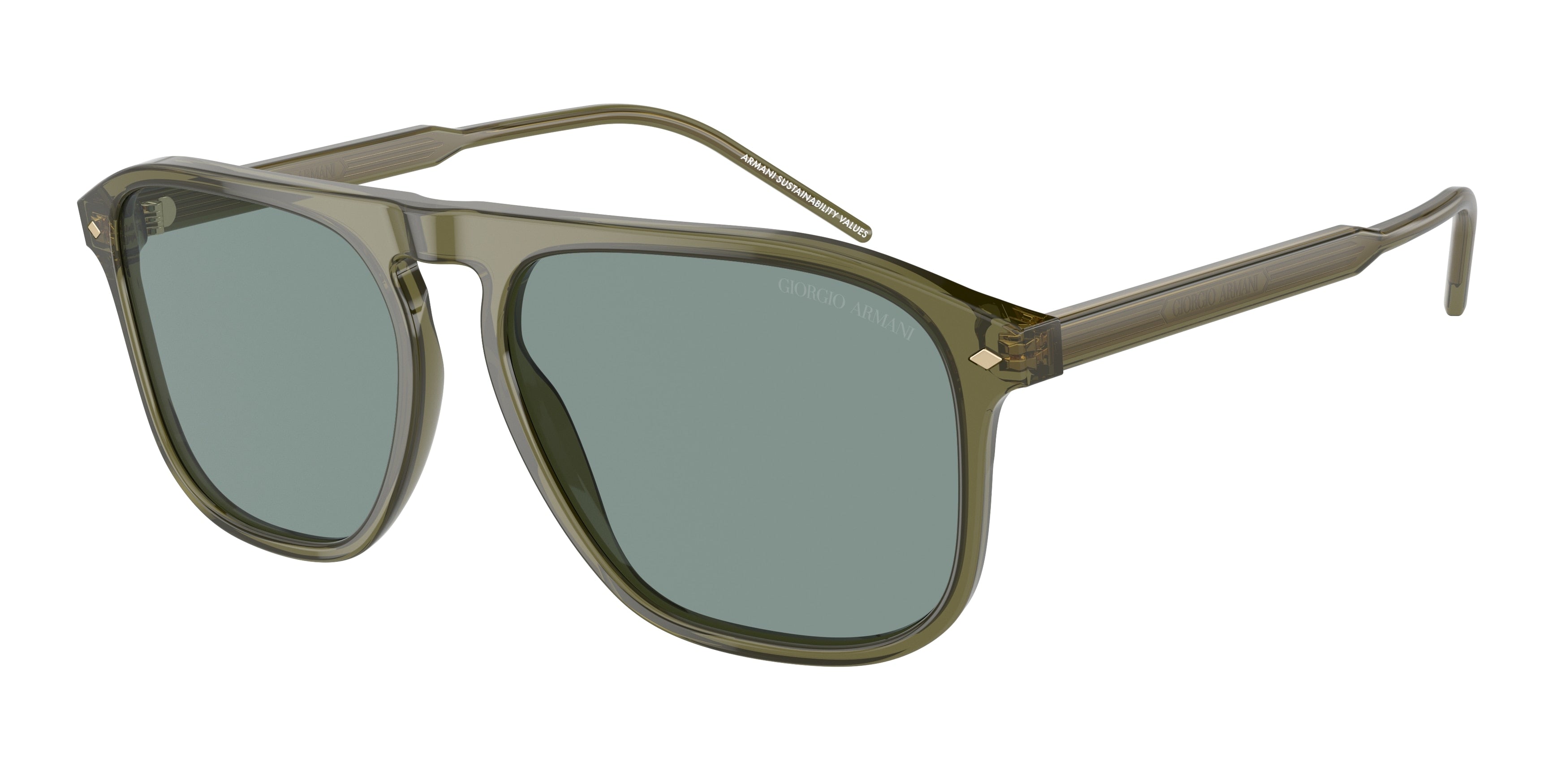 Giorgio Armani AR8212 Square Sunglasses  607456-Transparent Green 58-145-16 - Color Map Green