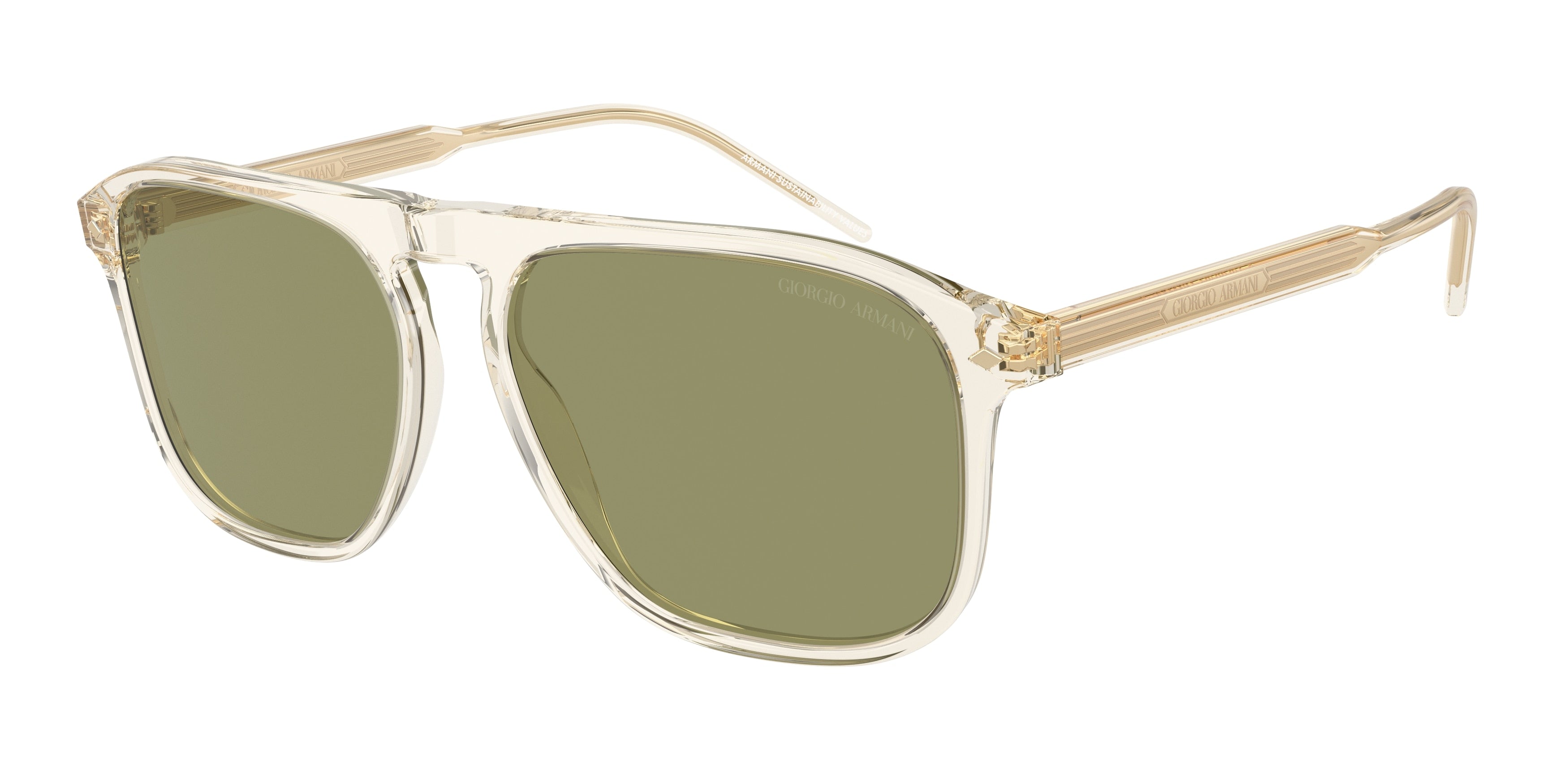 Giorgio Armani AR8212 Square Sunglasses  607714-Transparent Yellow 58-145-16 - Color Map Yellow